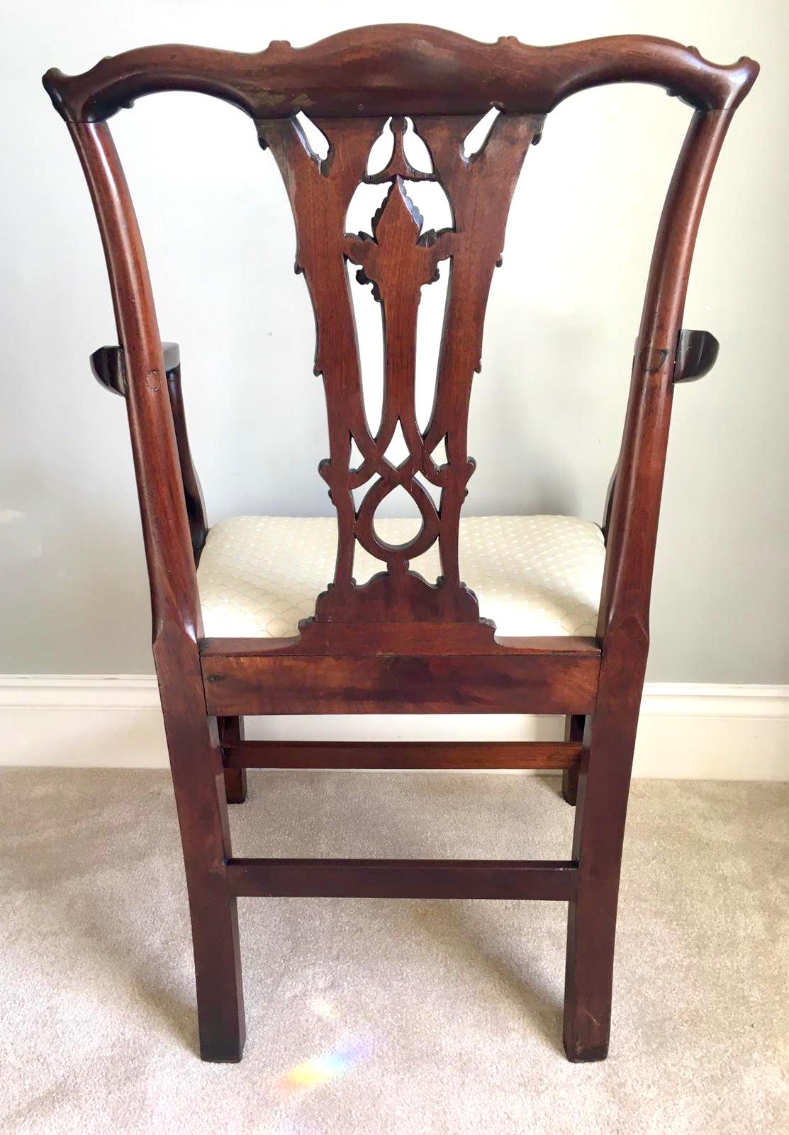 Antique George III Carved Mahogany Elbow/Desk Chair For Sale 1