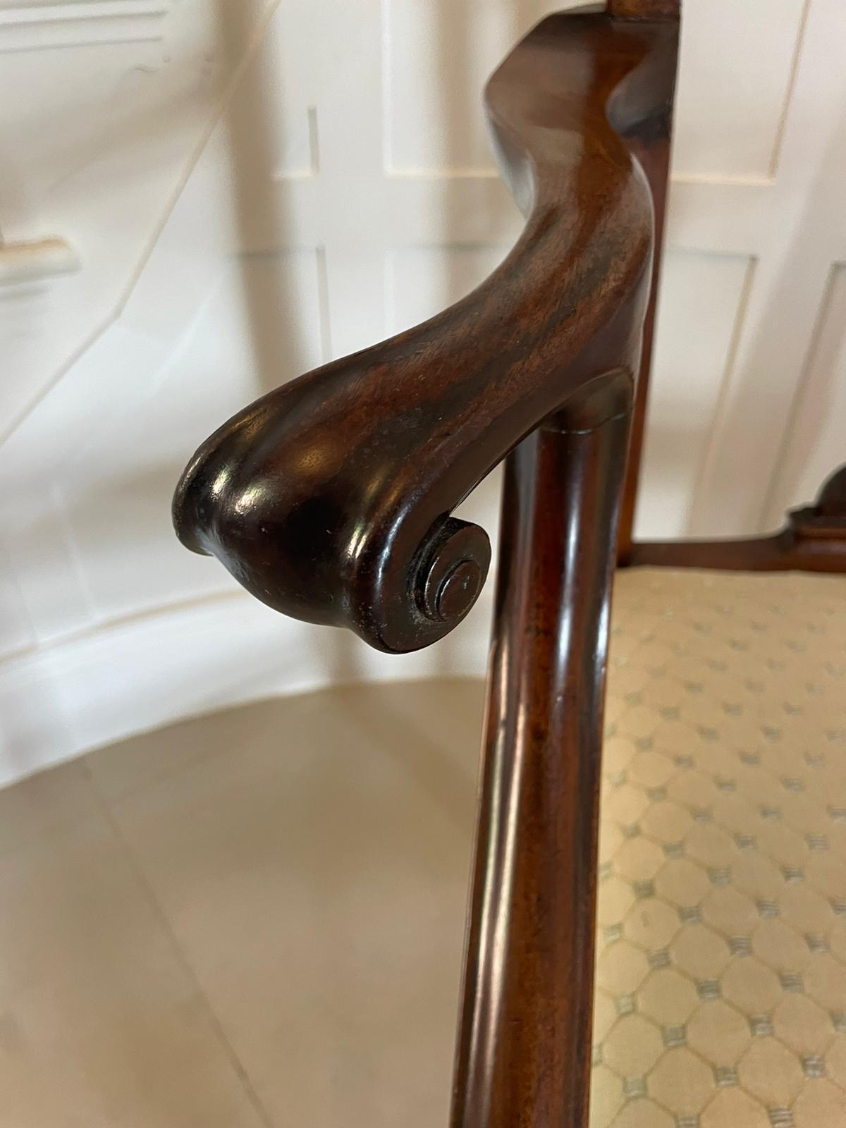 Antique George III Carved Mahogany Elbow / Desk Chair For Sale 3