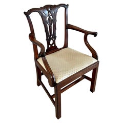 Antique George III Carved Mahogany Elbow / Desk Chair