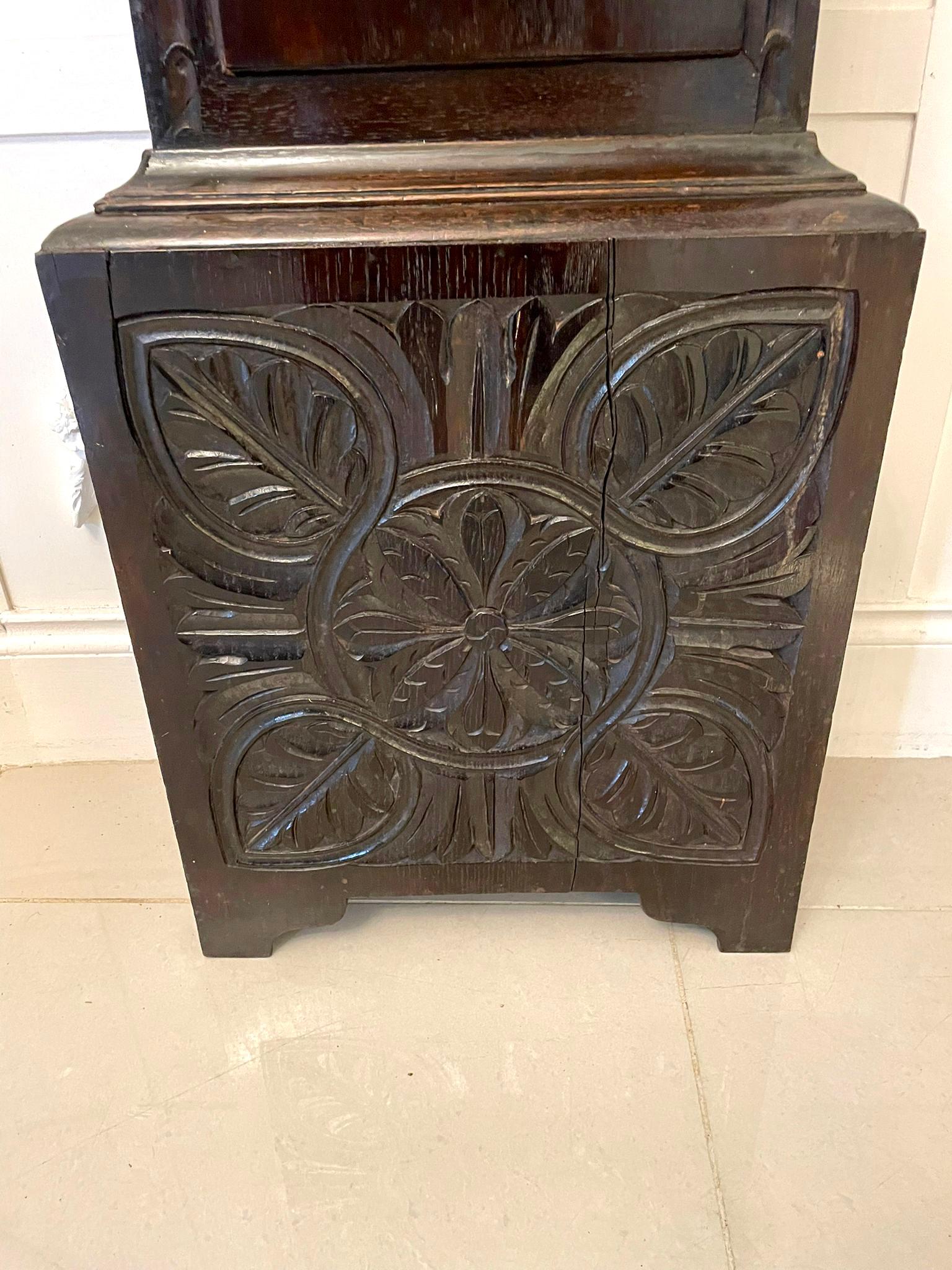 Antique George III Carved Oak Longcase Clock by Henricus Baker of Appleby 6