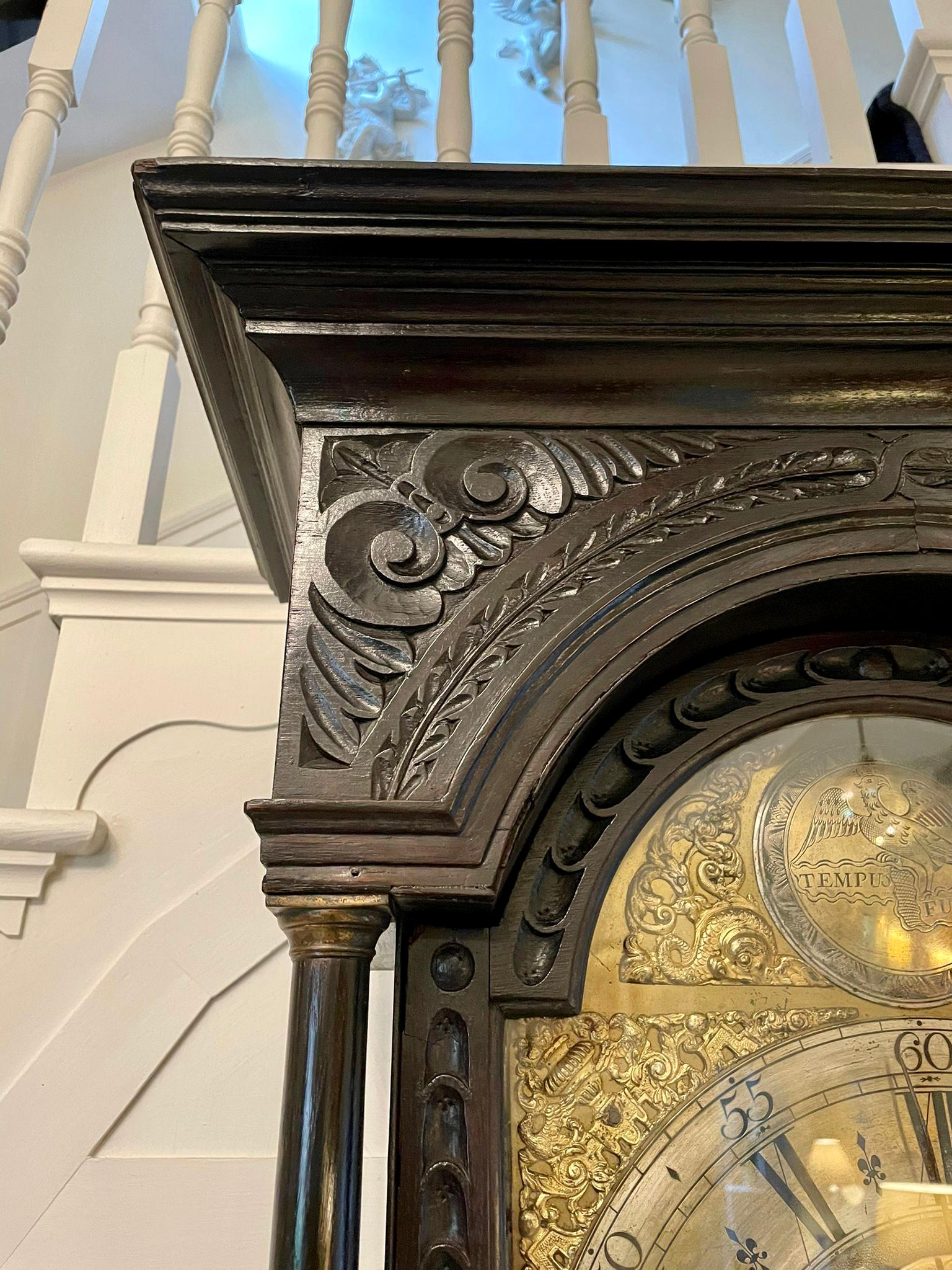 Antique George III Carved Oak Longcase Clock by Henricus Baker of Appleby 9