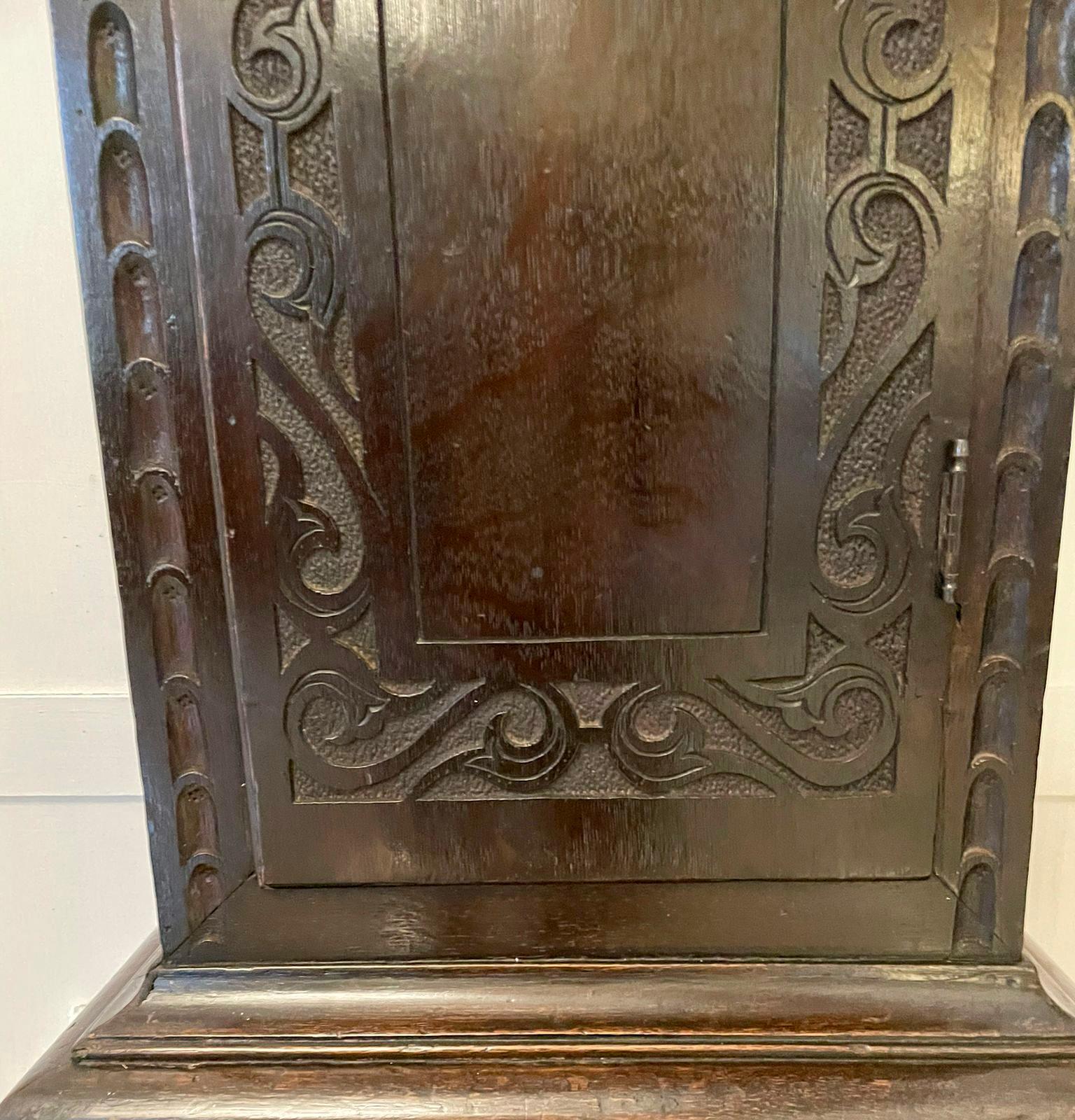Antique George III Carved Oak Longcase Clock by Henricus Baker of Appleby 10