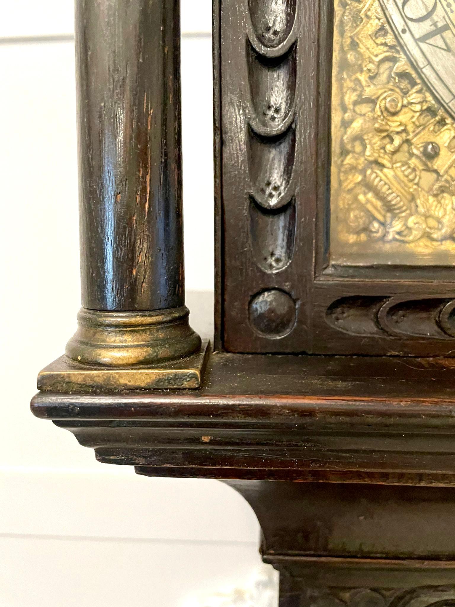 Antique George III Carved Oak Longcase Clock by Henricus Baker of Appleby 4