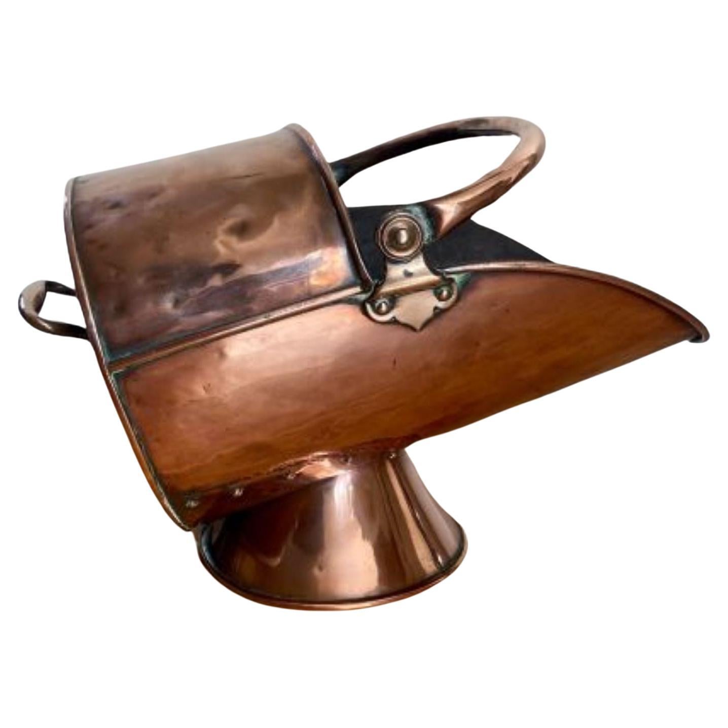 Antique George III copper helmet coal scuttle For Sale