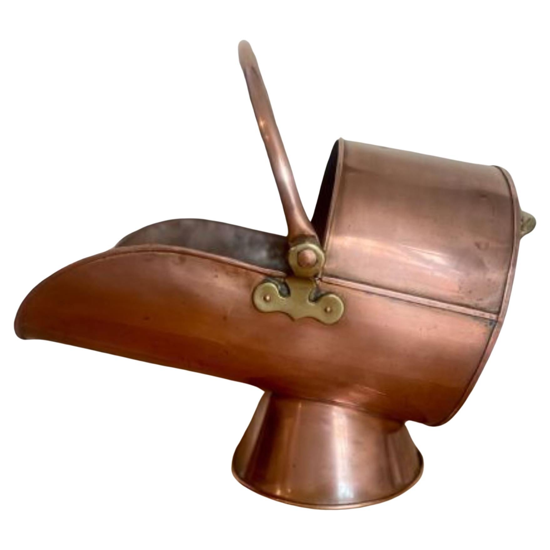 Antique George III Copper Helmet Coal Scuttle For Sale