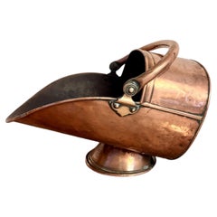 Antique George III copper helmet coal scuttle