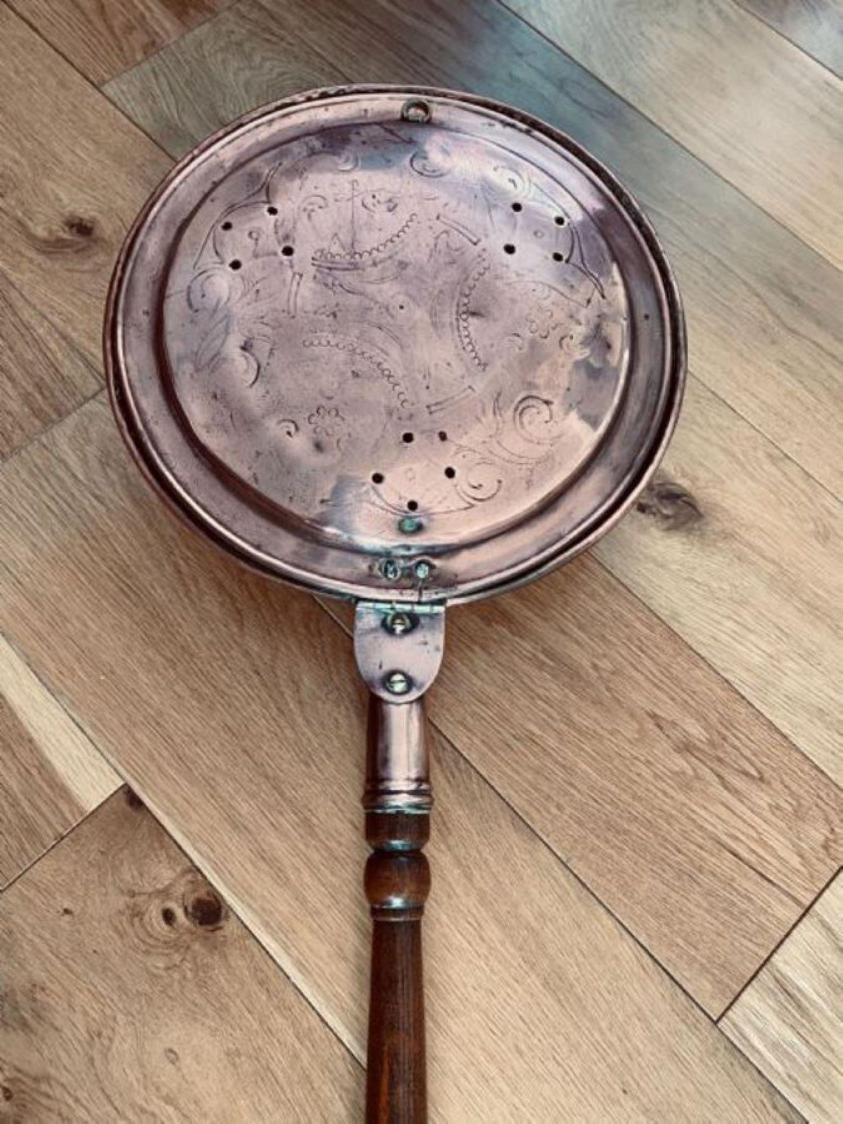 Antique George III Copper Warming Pan In Good Condition For Sale In Ipswich, GB