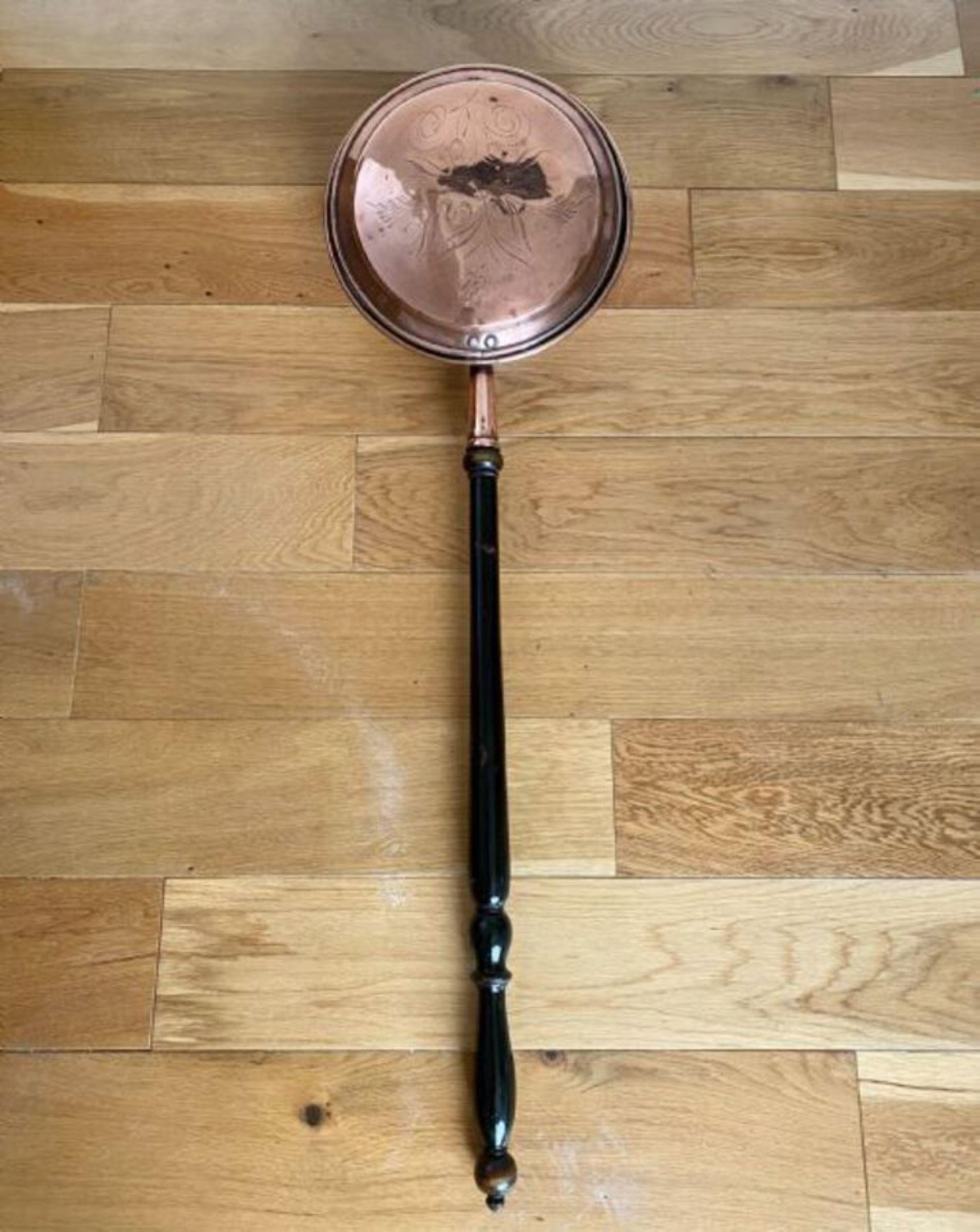 19th Century Antique George III Copper Warming Pan For Sale