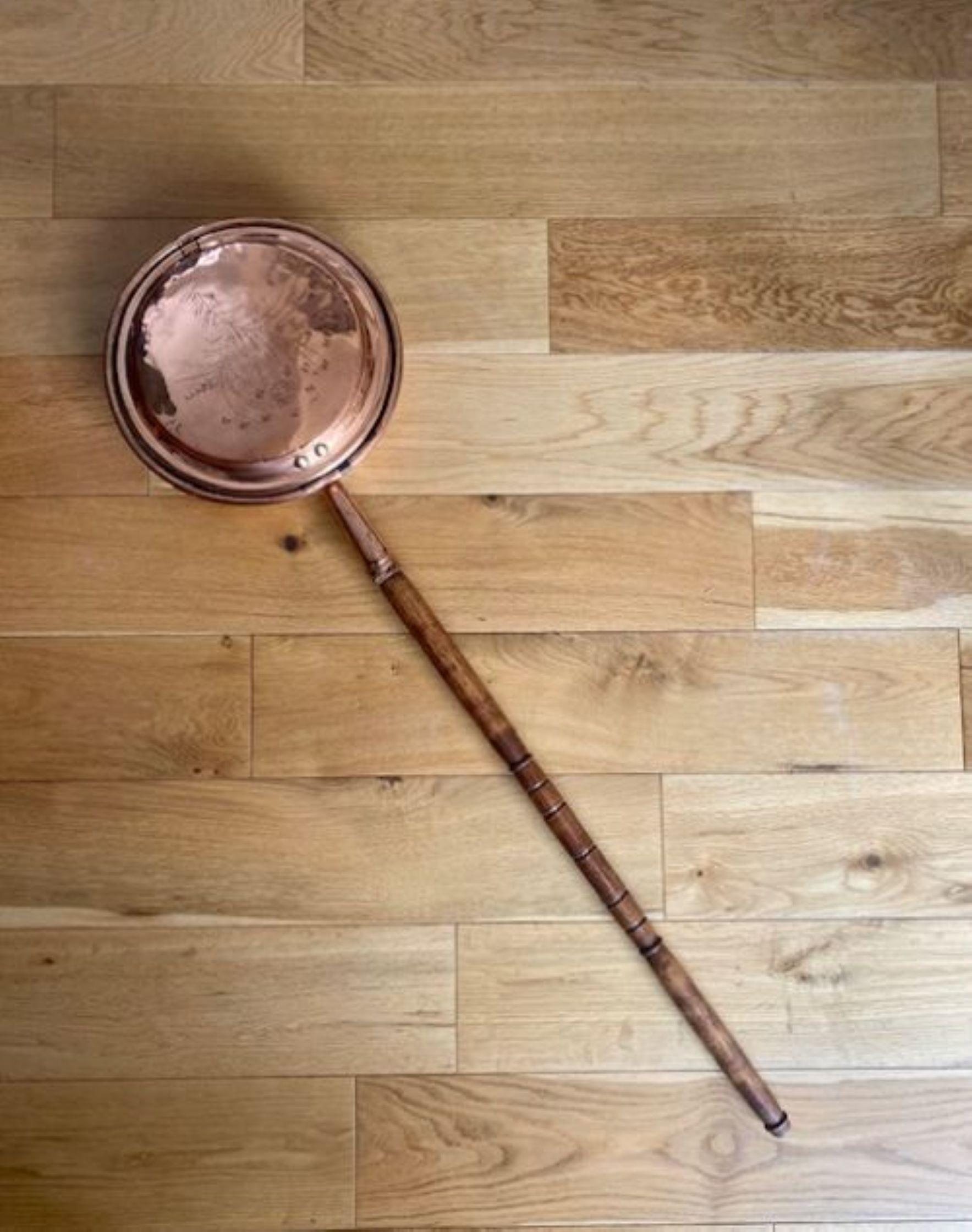 19th Century Antique George III Copper Warming Pan  For Sale