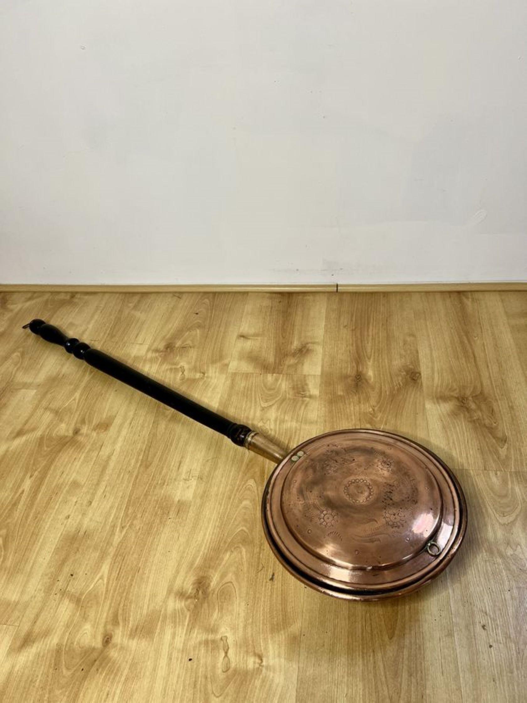 19th Century Antique George III copper warming pan  For Sale