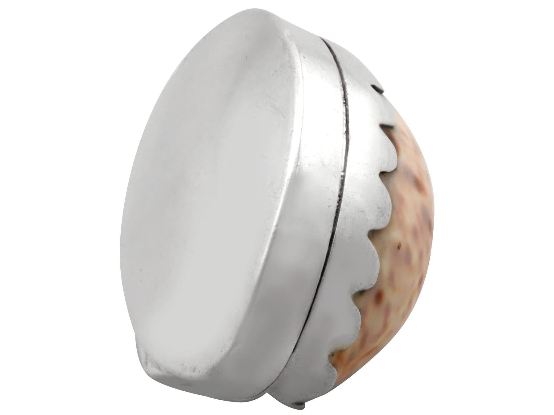 Antike Vinaigrette aus Kaurimuschel und Sterlingsilber von Georg III. (1809) im Angebot 1