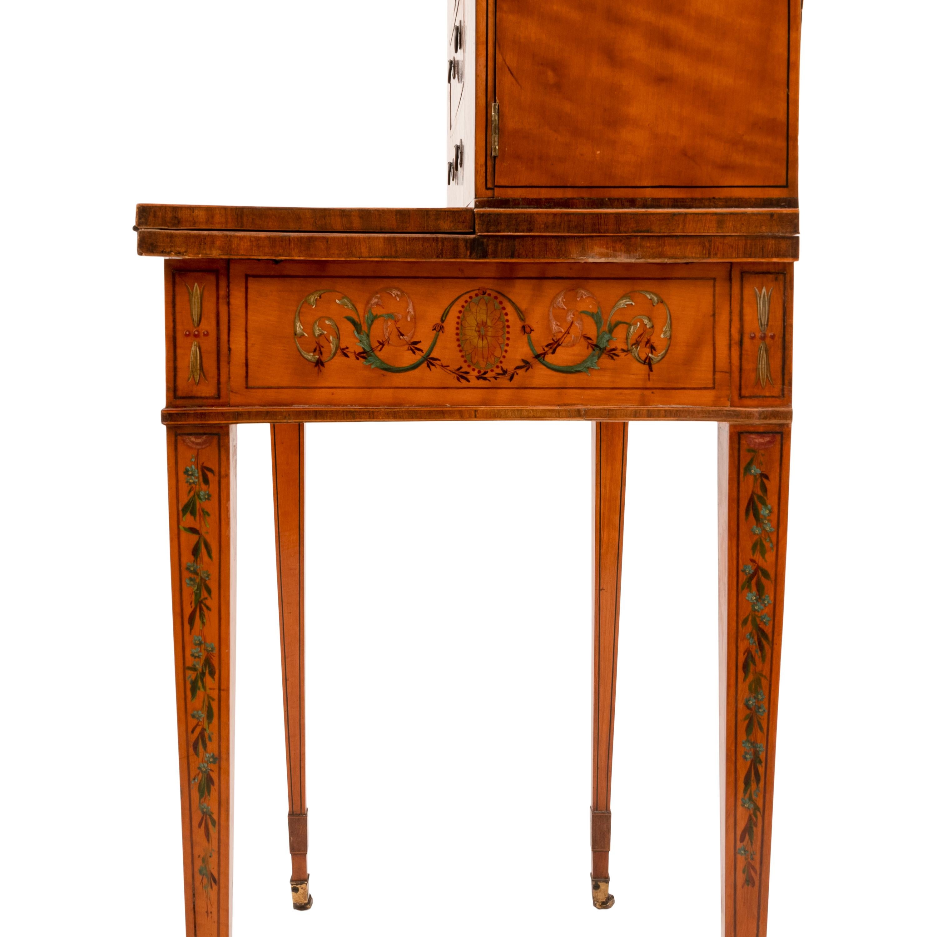 Antique George III Edwardian Adam Style Satinwood Painted Desk Bonheur Du Jour For Sale 7