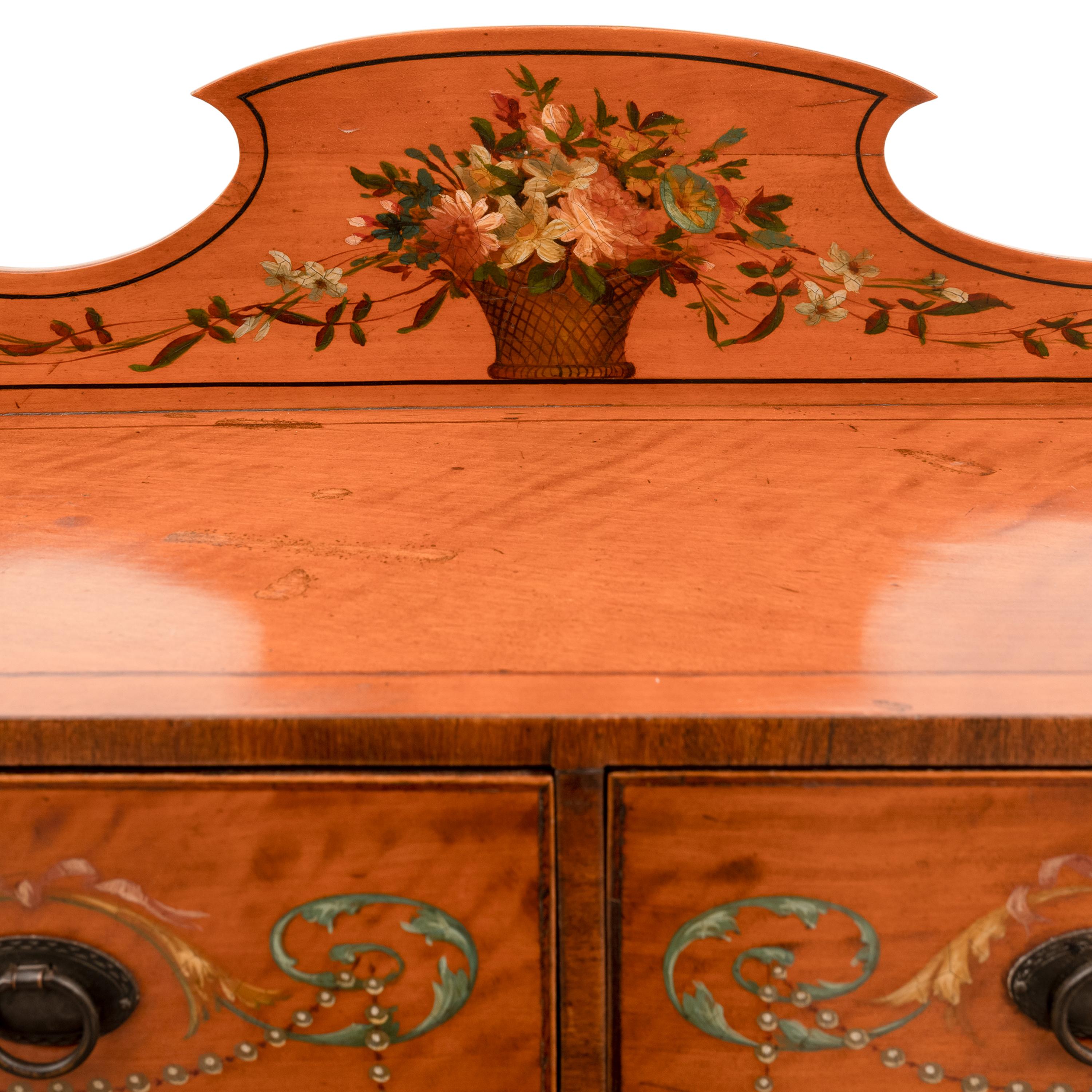 Antique George III Edwardian Adam Style Satinwood Painted Desk Bonheur Du Jour For Sale 10