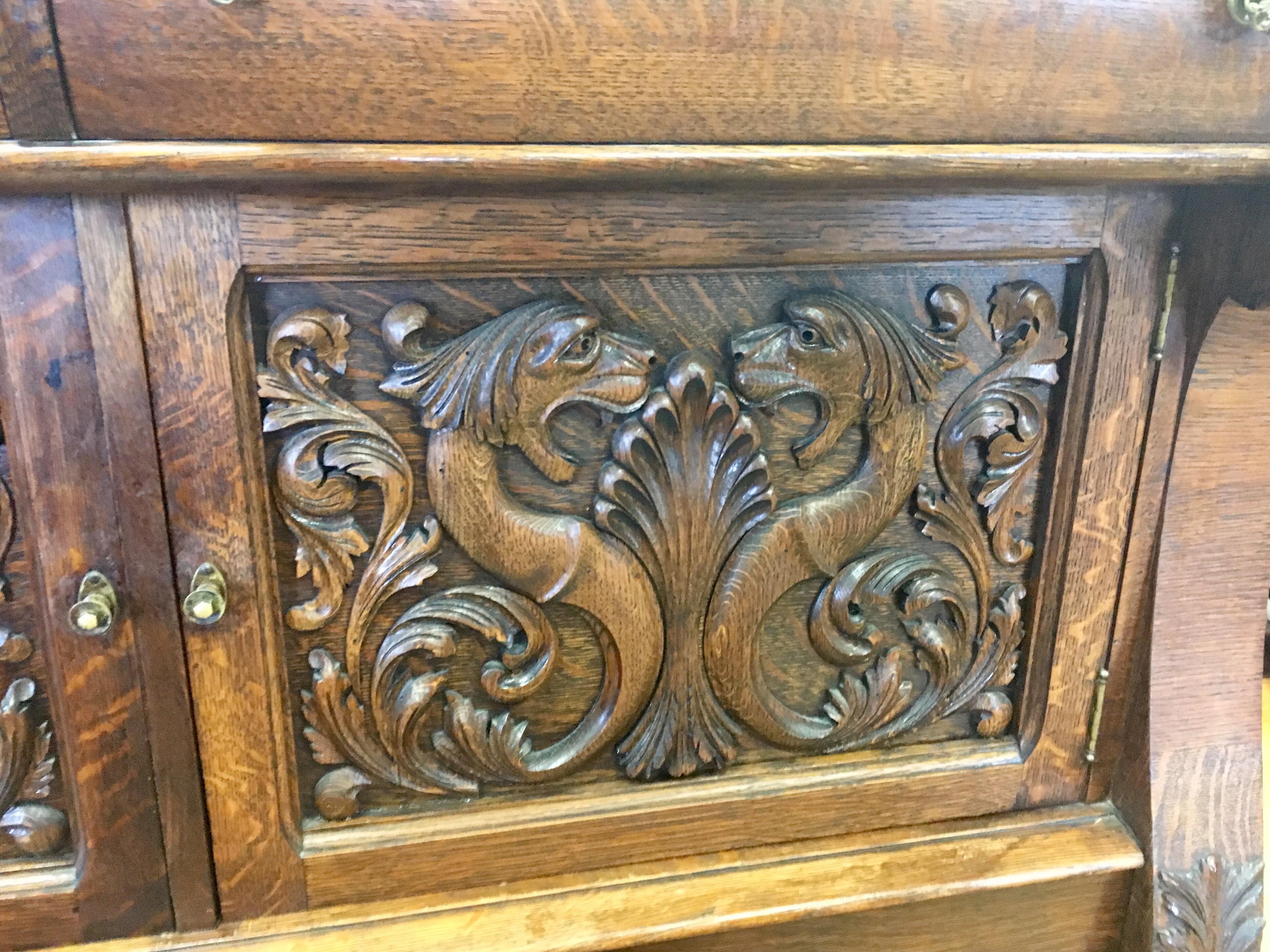 Mid-19th Century Antique George III English Carved Cabinet Credenza Sideboard Buffet