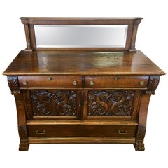 Antique George III English Carved Cabinet Credenza Sideboard Buffet