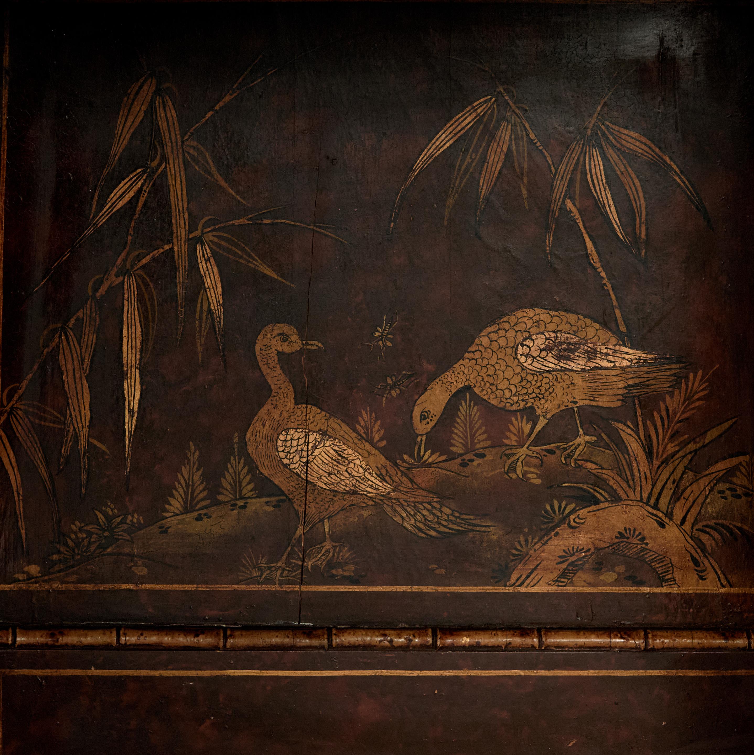 Escritorio antiguo Jorge III Chinoiserie inglesa con tapa de imitación de cuero de bambú siglo XVIII y antes en venta