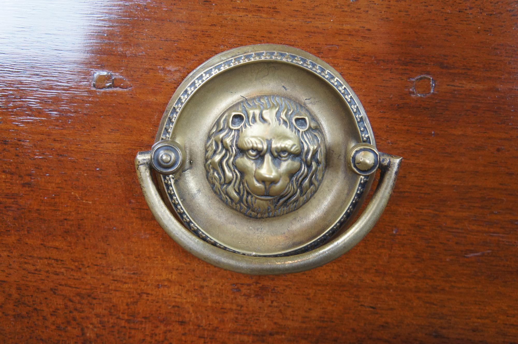 Mid-19th Century Antique George III English Mahogany Chest of Drawers Dresser Brass Lion Pulls