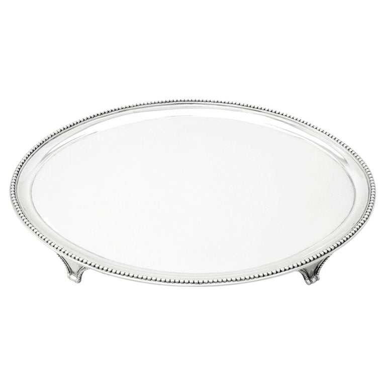 Antique George III English Sterling Silver Salver For Sale