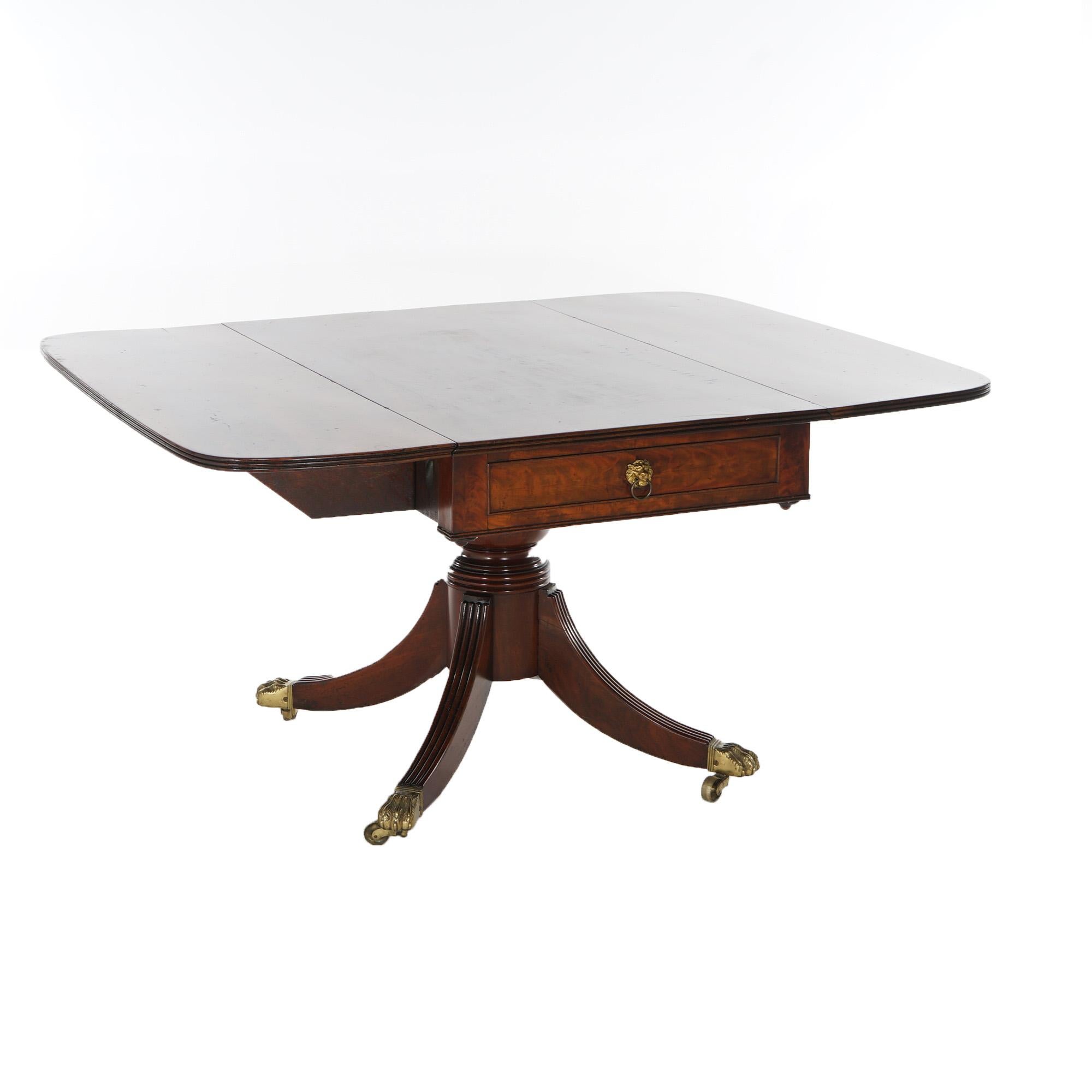 Antique George III Flame Mahogany Drop Leaf Table with Brass Claw Feet C1820 For Sale 2