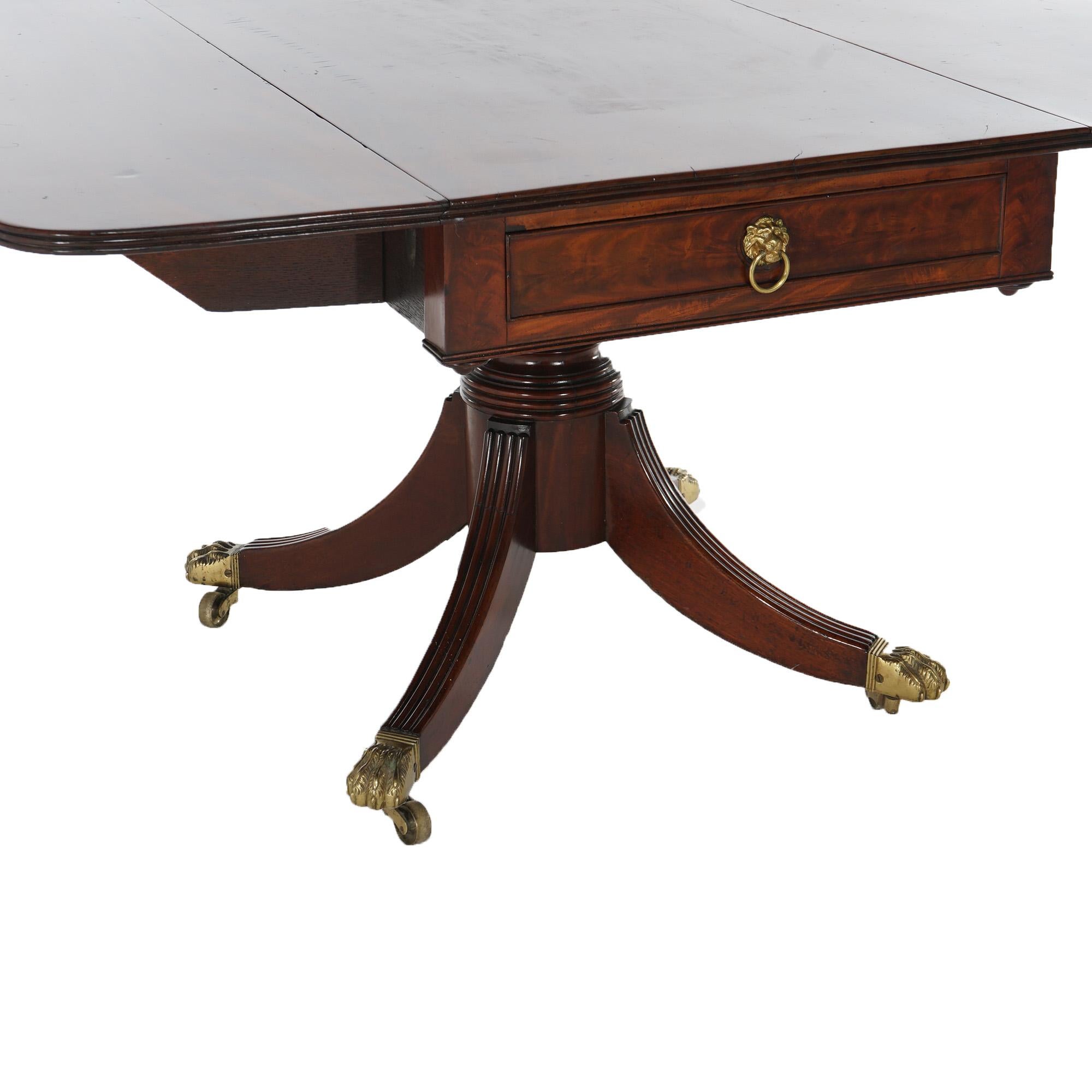 Antique George III Flame Mahogany Drop Leaf Table with Brass Claw Feet C1820 For Sale 3