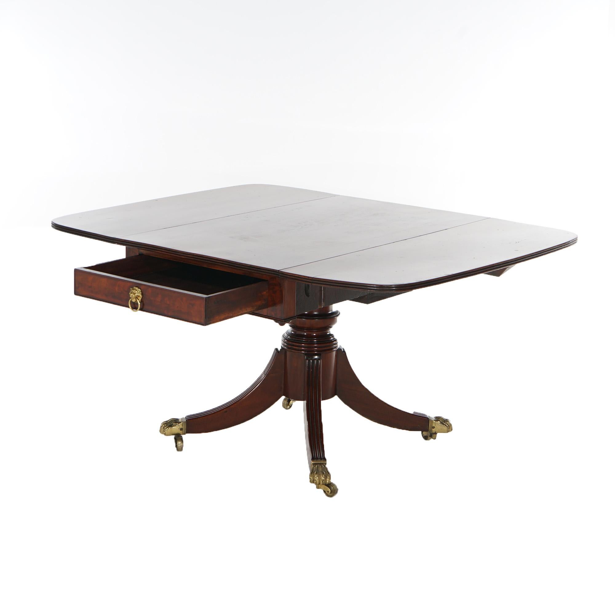 Antique George III Flame Mahogany Drop Leaf Table with Brass Claw Feet C1820 For Sale 5
