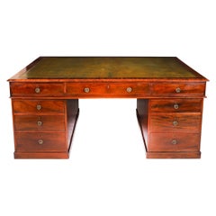 Antique George III Flame Mahogany Partners Pedestal Desk C1790 18th Century