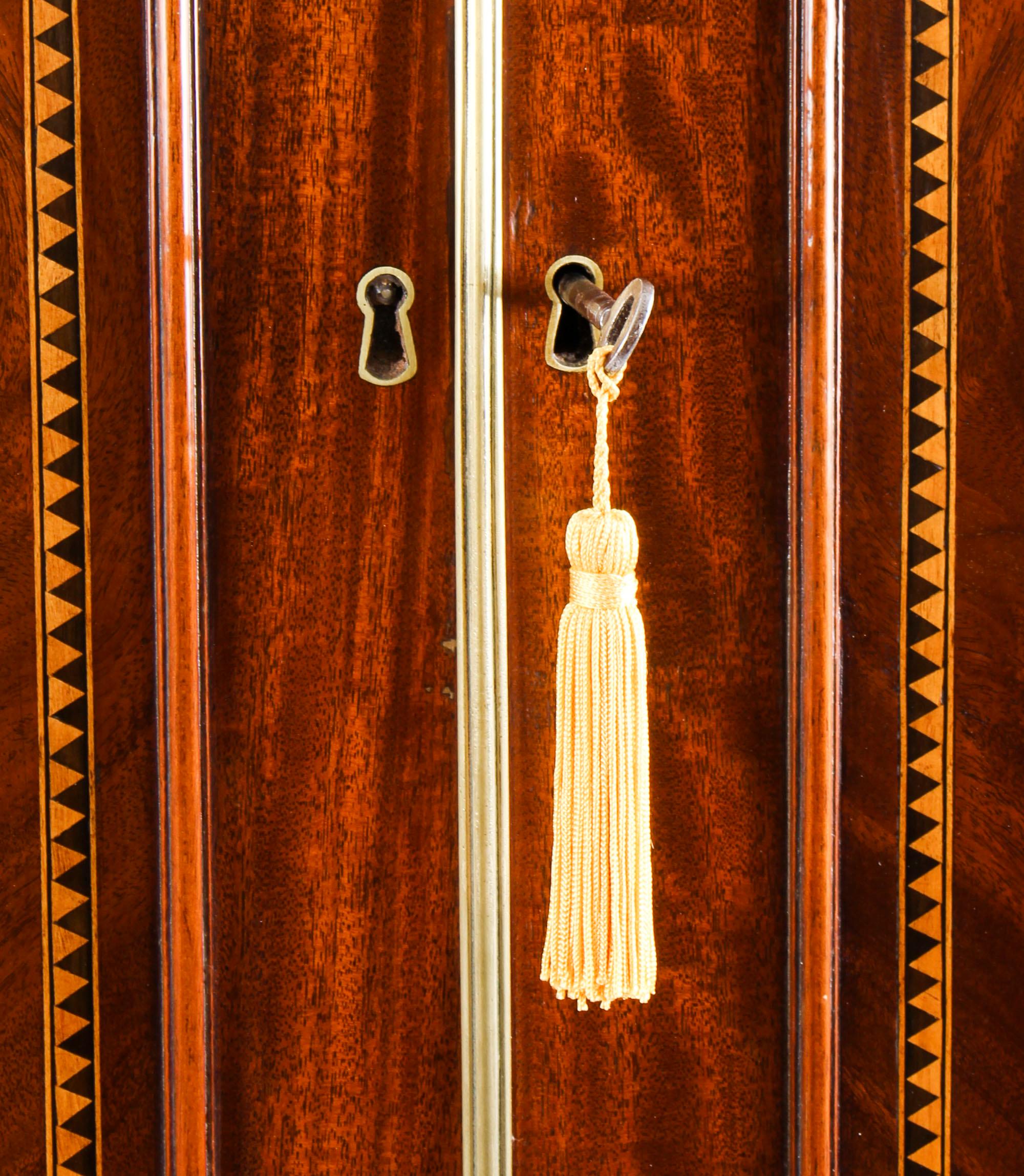 George III Flame Mahogany Satinwood and Marquetry Linen Press, 18th Century 2