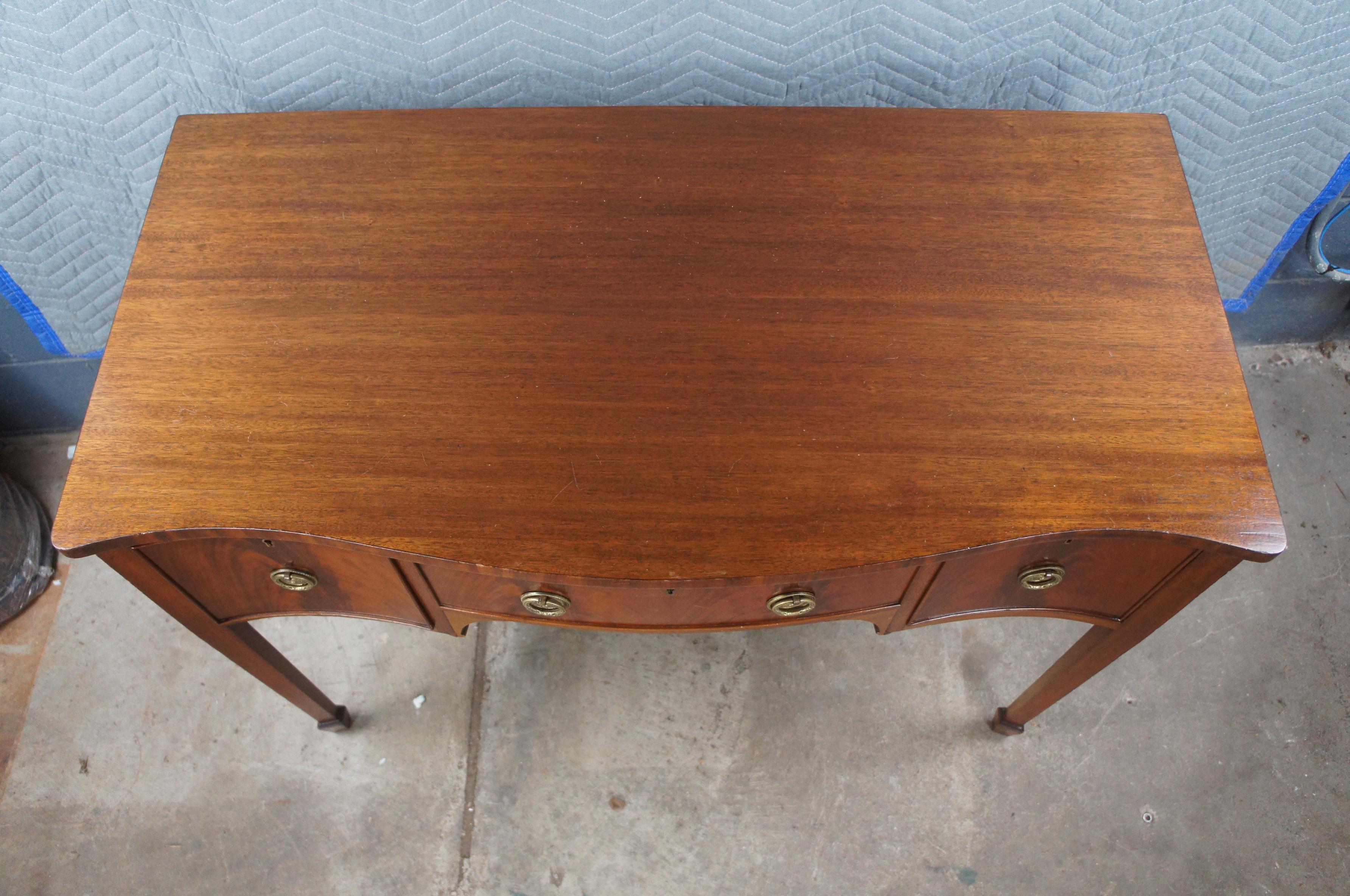 Antique George III Flame Mahogany Serpentine Buffet Sideboard Chest Writing Desk For Sale 1