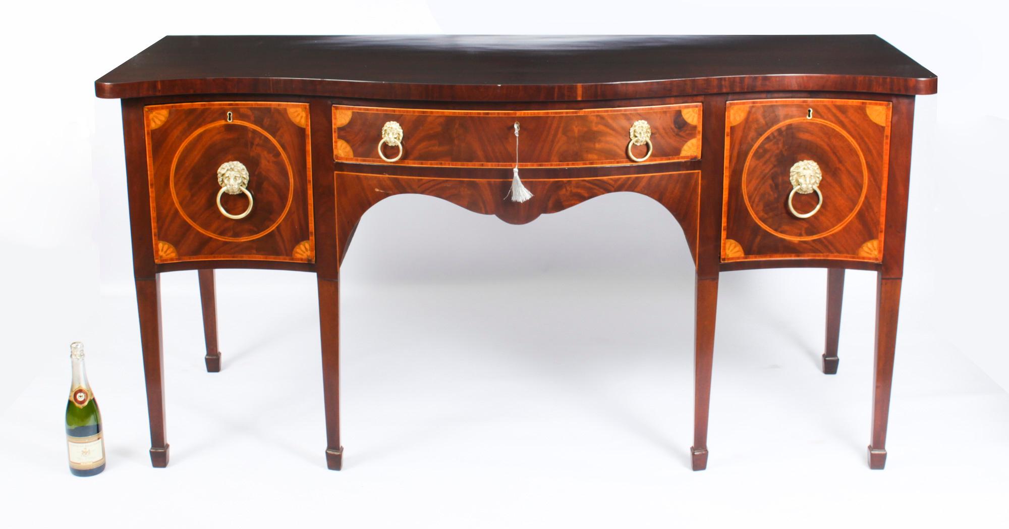 Antique George III Flame Mahogany Serpentine Sideboard 18th Century 12