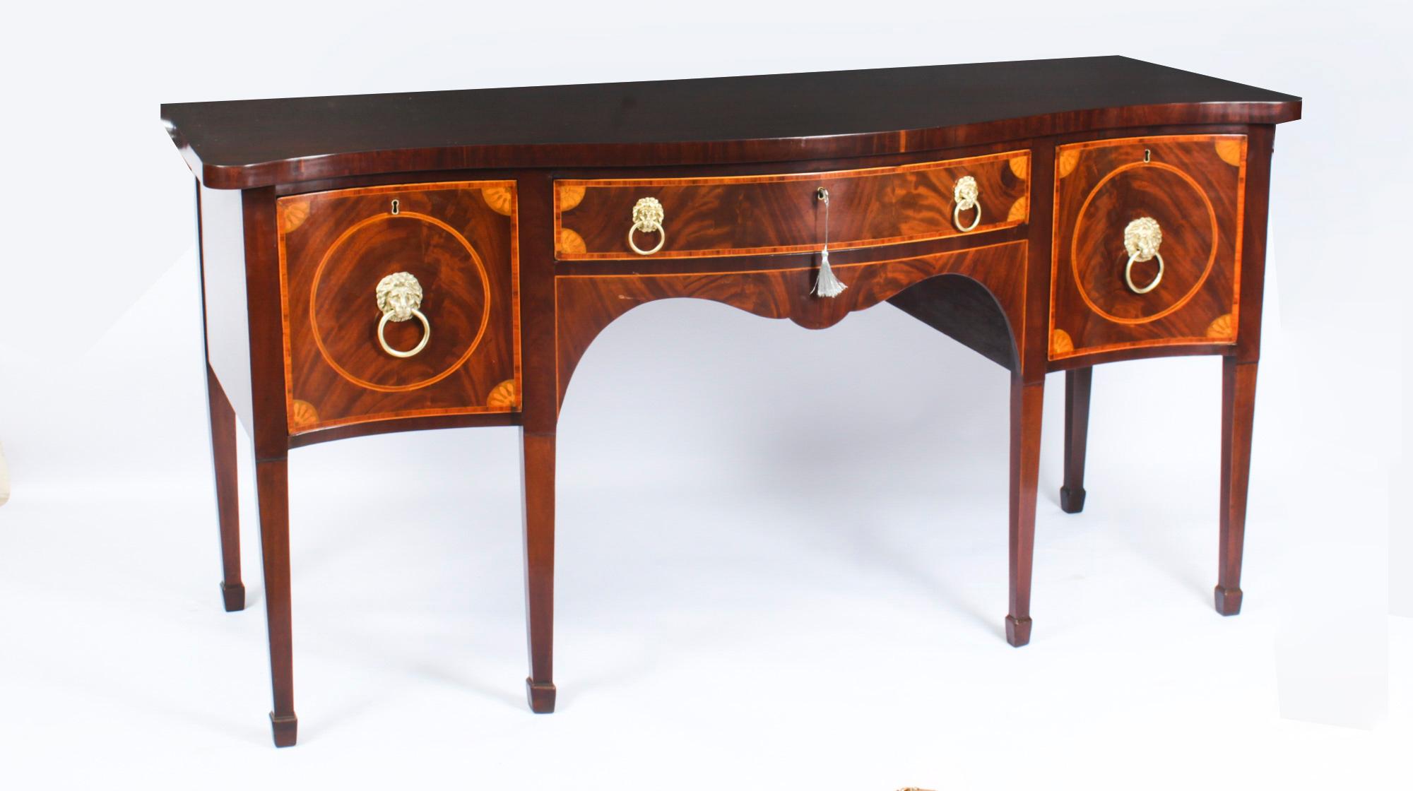 Antique George III Flame Mahogany Serpentine Sideboard 18th Century 13