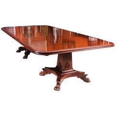 Antique George III Flame Mahogany Twin Pedestal Dining Table, 19th Century