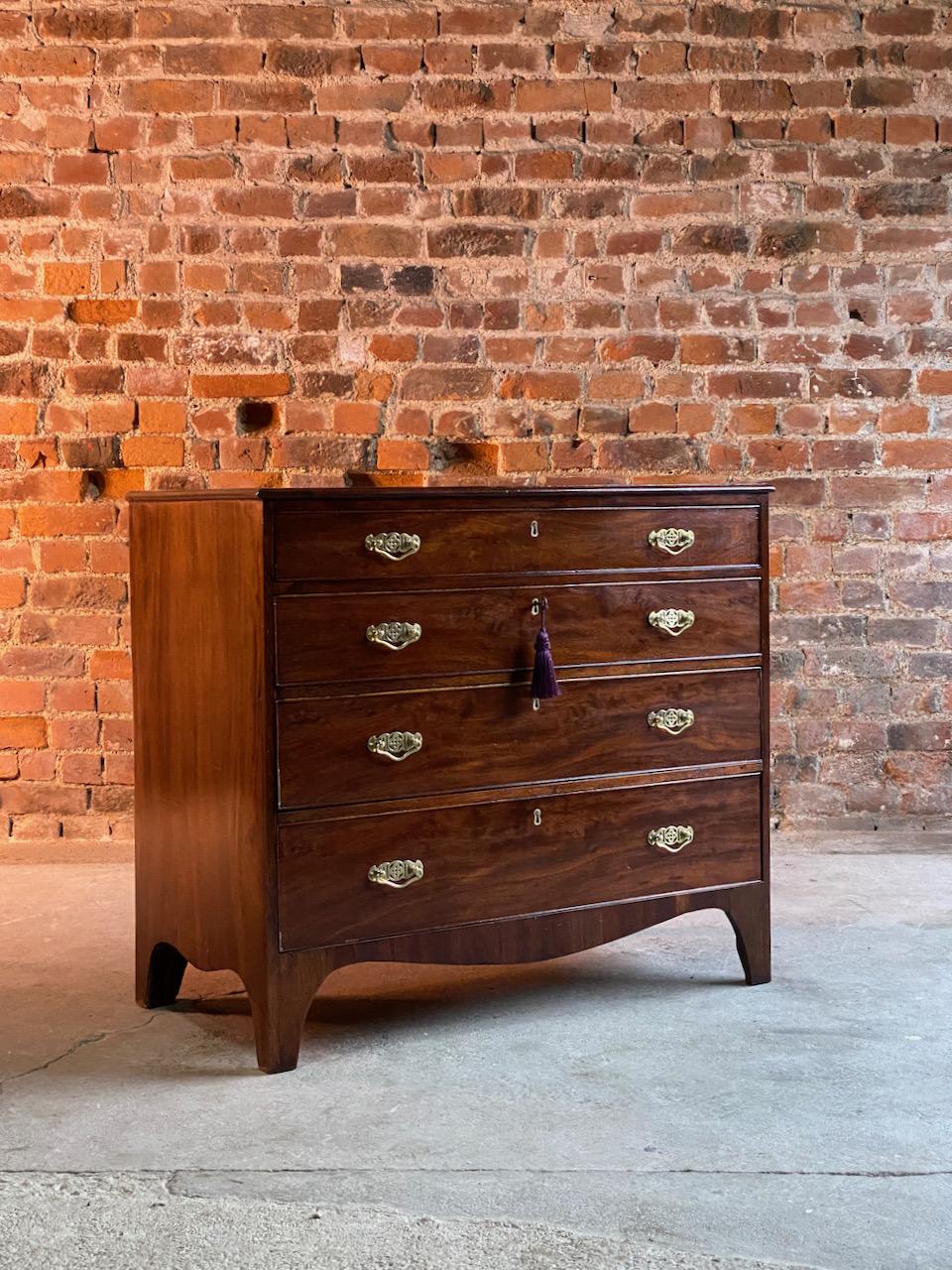 19th Century Antique George III Flamed Mahogany Chest of Drawers 19th, Century, circa 1810 For Sale