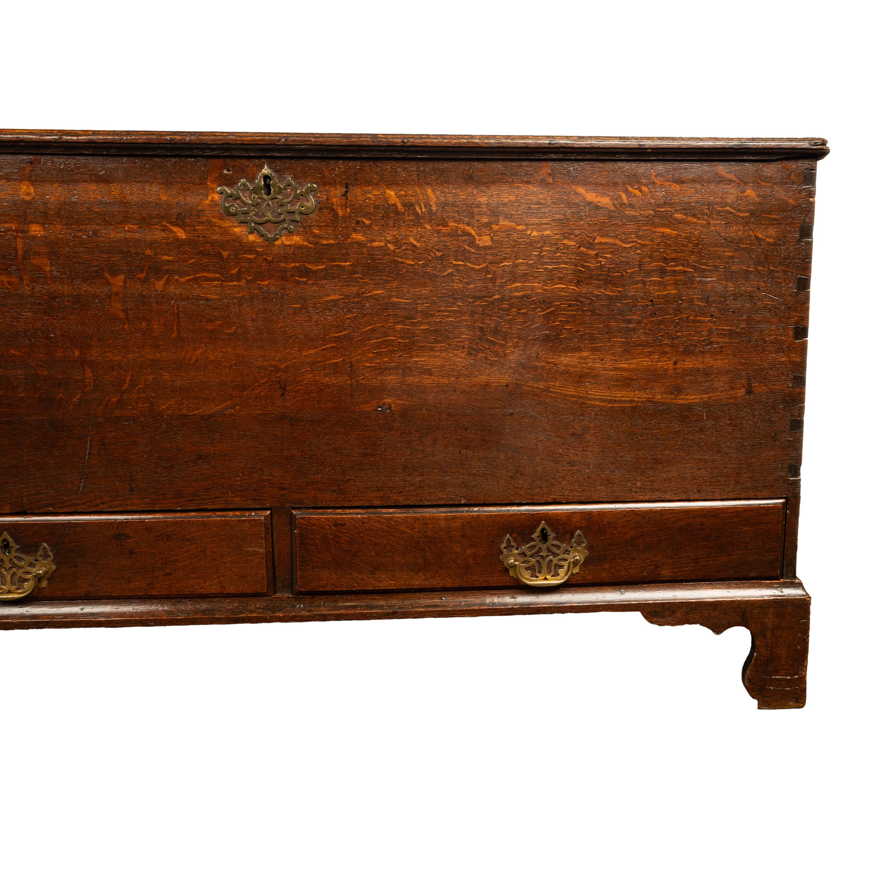 Antique George III Georgian Oak Dovetailed Mule Chest Coffer Drawers 1760 For Sale 5