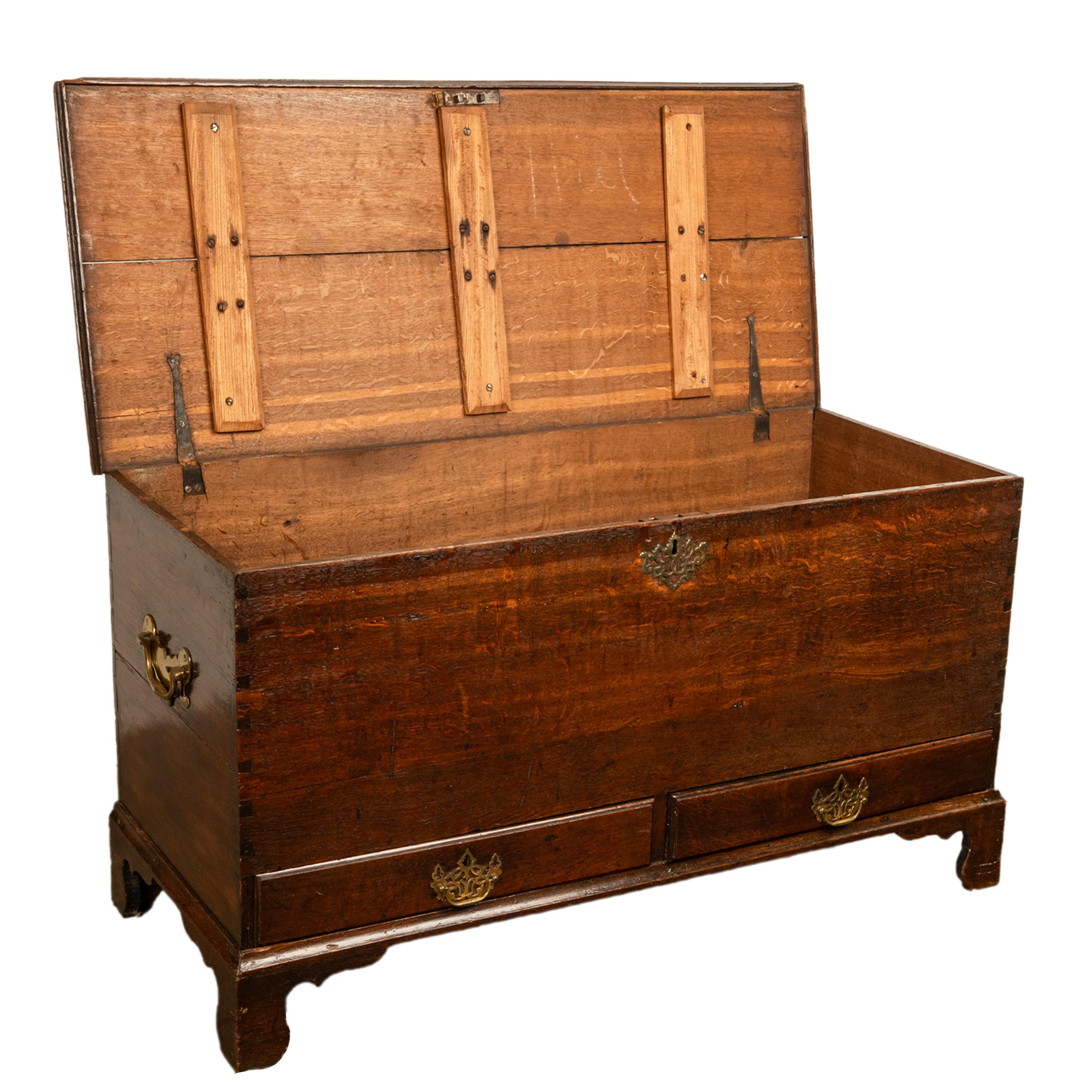 Antique George III Georgian Oak Dovetailed Mule Chest Coffer Drawers 1760 For Sale 9