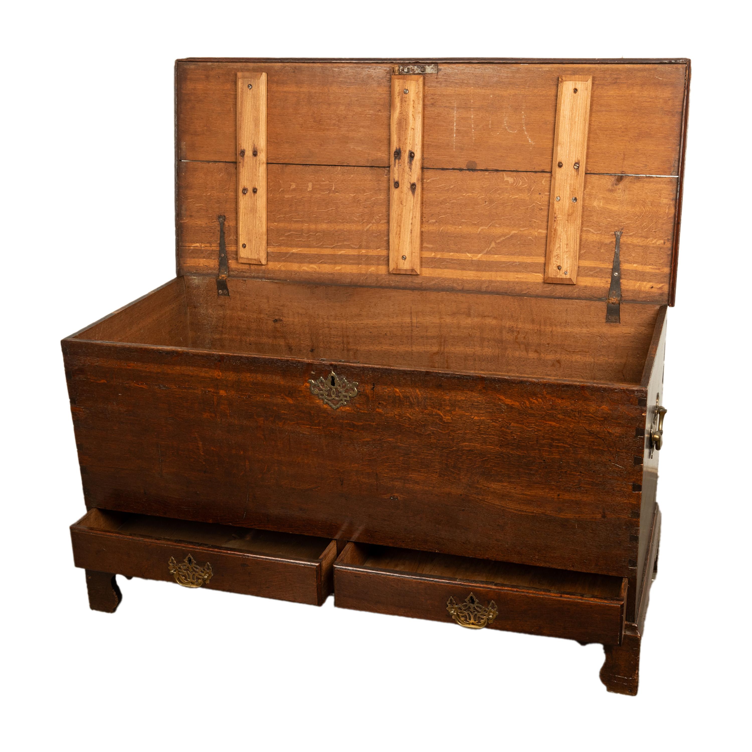 Antique George III Georgian Oak Dovetailed Mule Chest Coffer Drawers 1760 For Sale 11