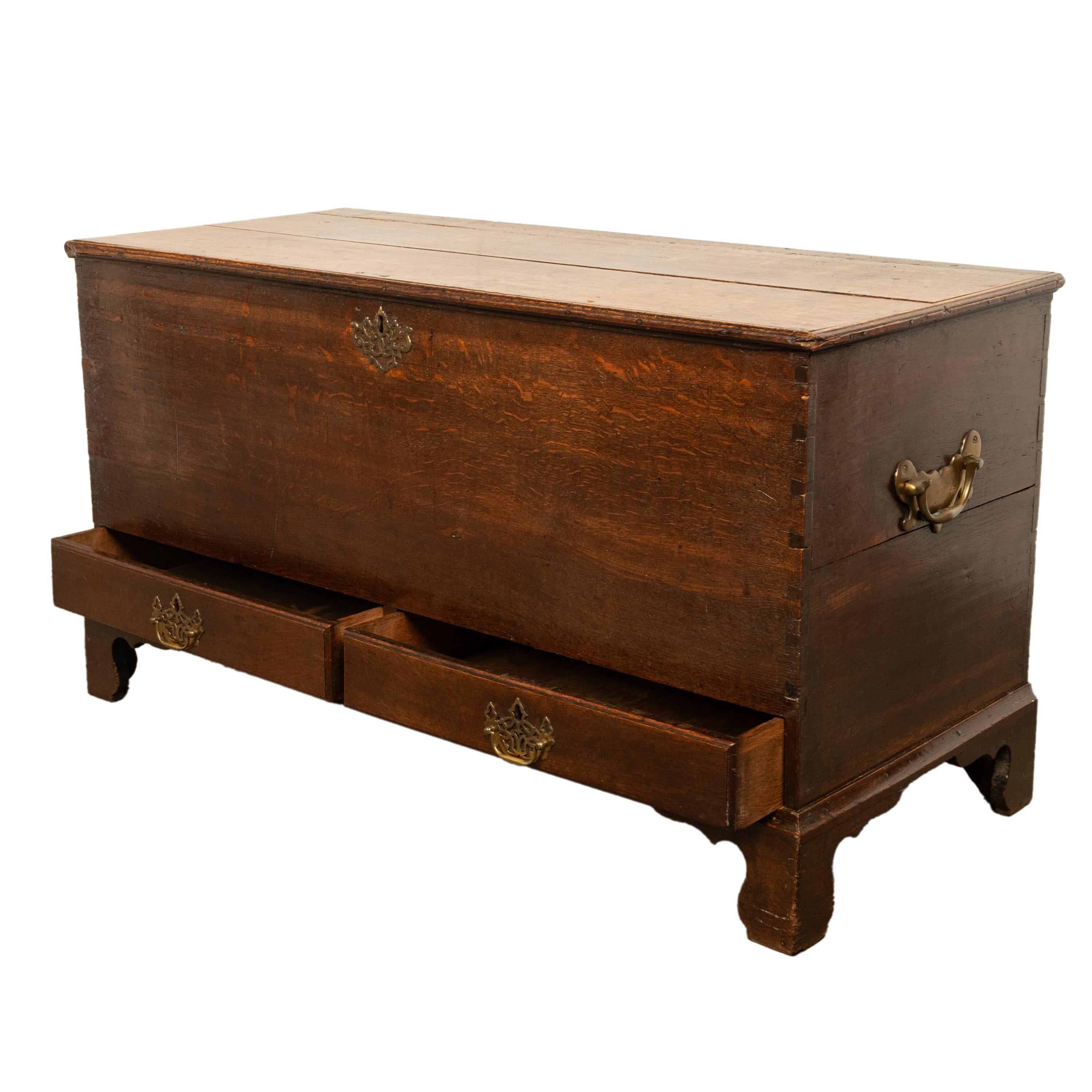 Mid-18th Century Antique George III Georgian Oak Dovetailed Mule Chest Coffer Drawers 1760 For Sale