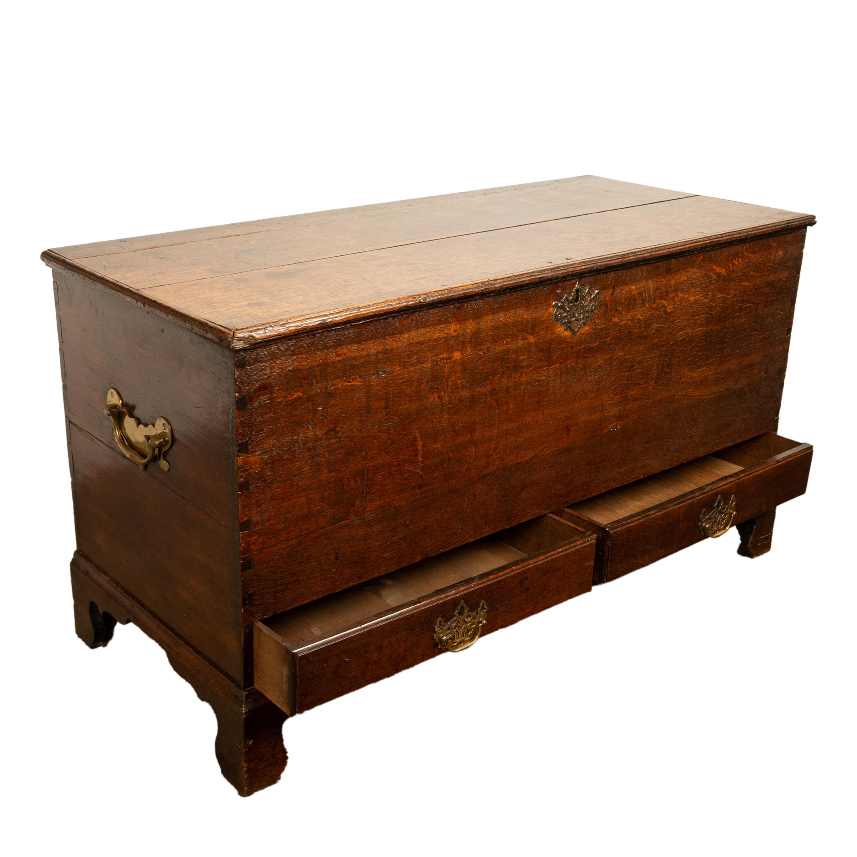Antique George III Georgian Oak Dovetailed Mule Chest Coffer Drawers 1760 For Sale 1