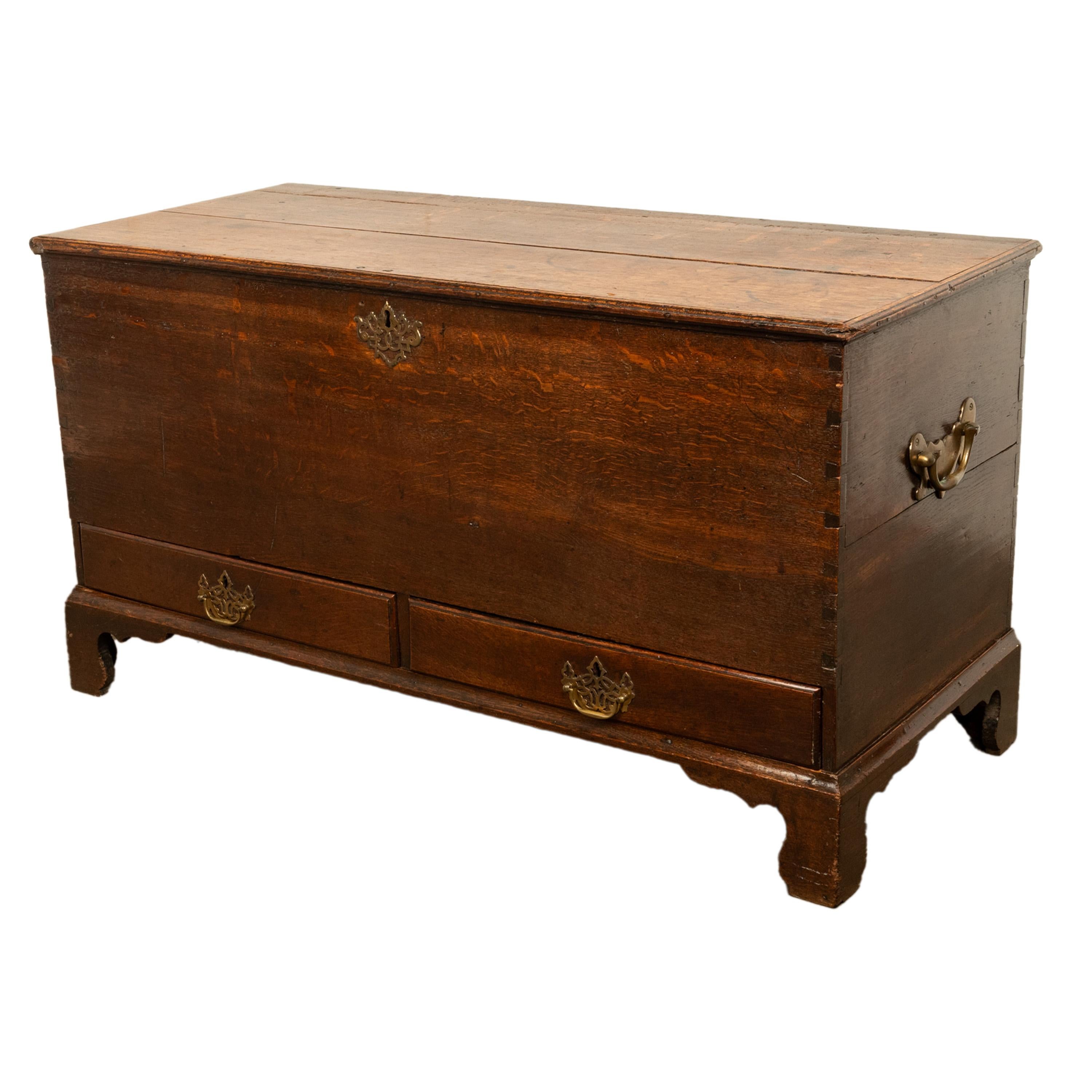 Antique George III Georgian Oak Dovetailed Mule Chest Coffer Drawers 1760 For Sale 2