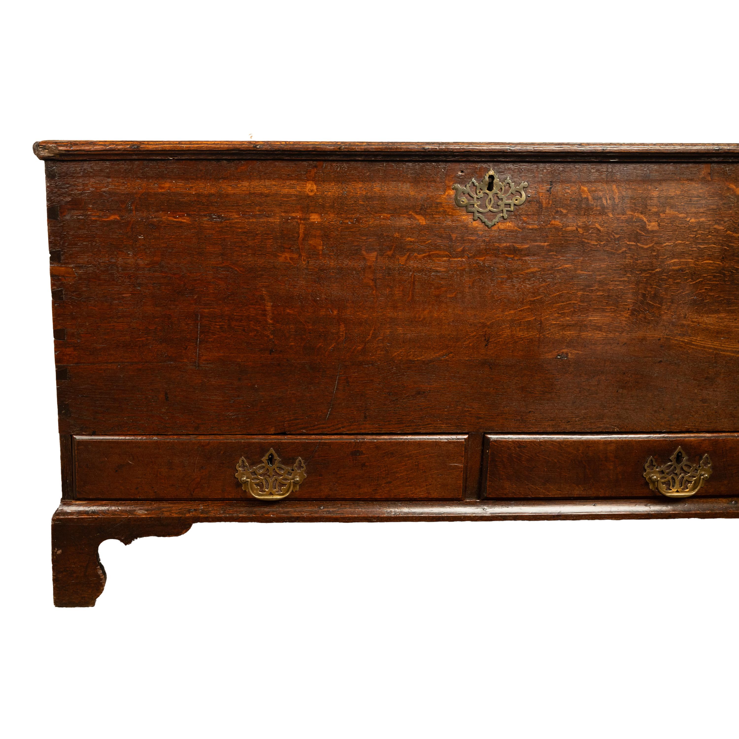 Antique George III Georgian Oak Dovetailed Mule Chest Coffer Drawers 1760 For Sale 4