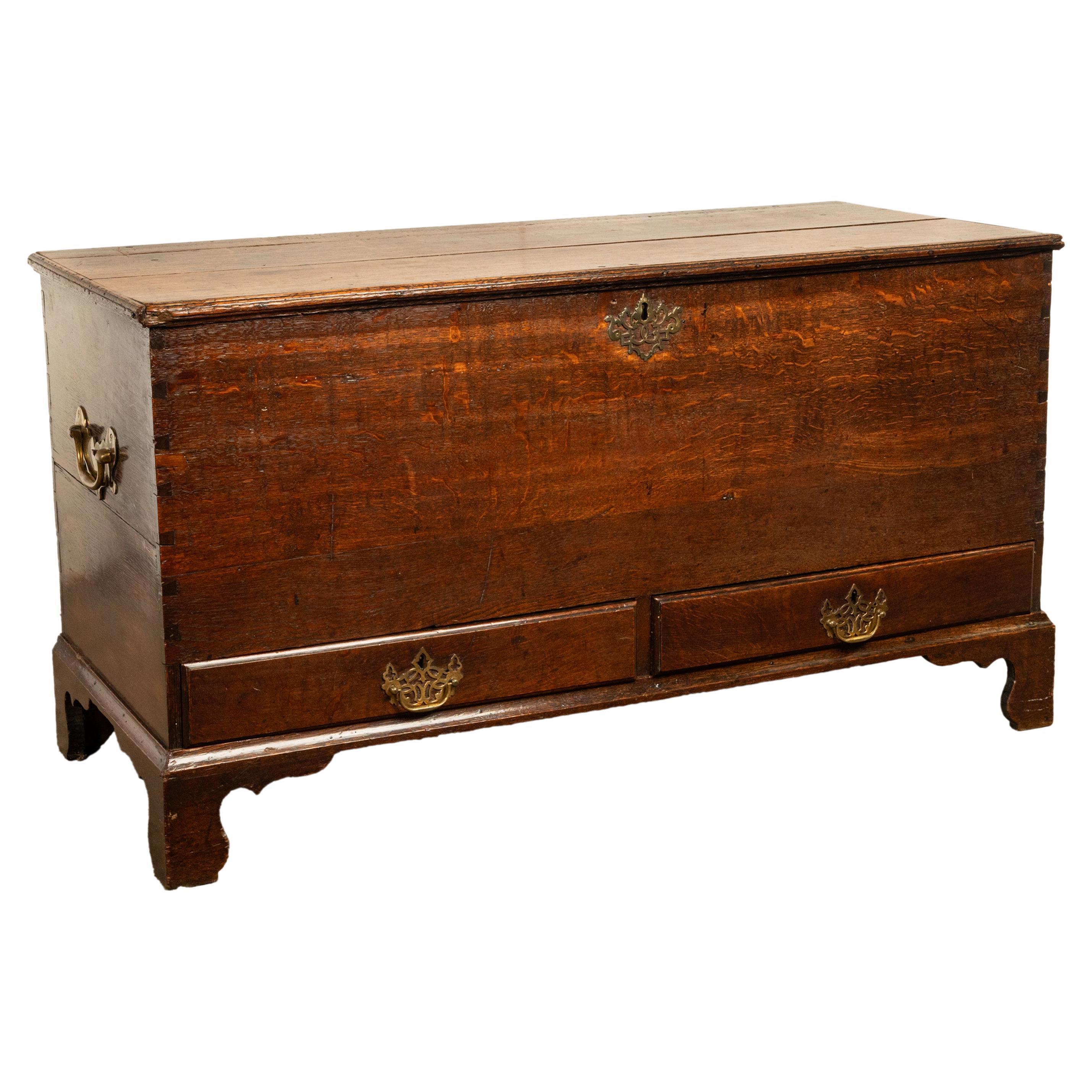 Antique George III Georgian Oak Dovetailed Mule Chest Coffer Drawers 1760 For Sale