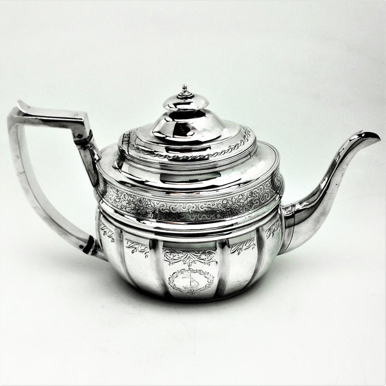 Antique George III Georgian Silver Teapot on Stand 1804 Tea Pot For Sale 1