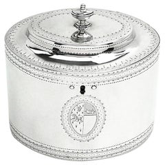 Antique George III Georgian Sterling Silver Tea Caddy Box 1786 Oval