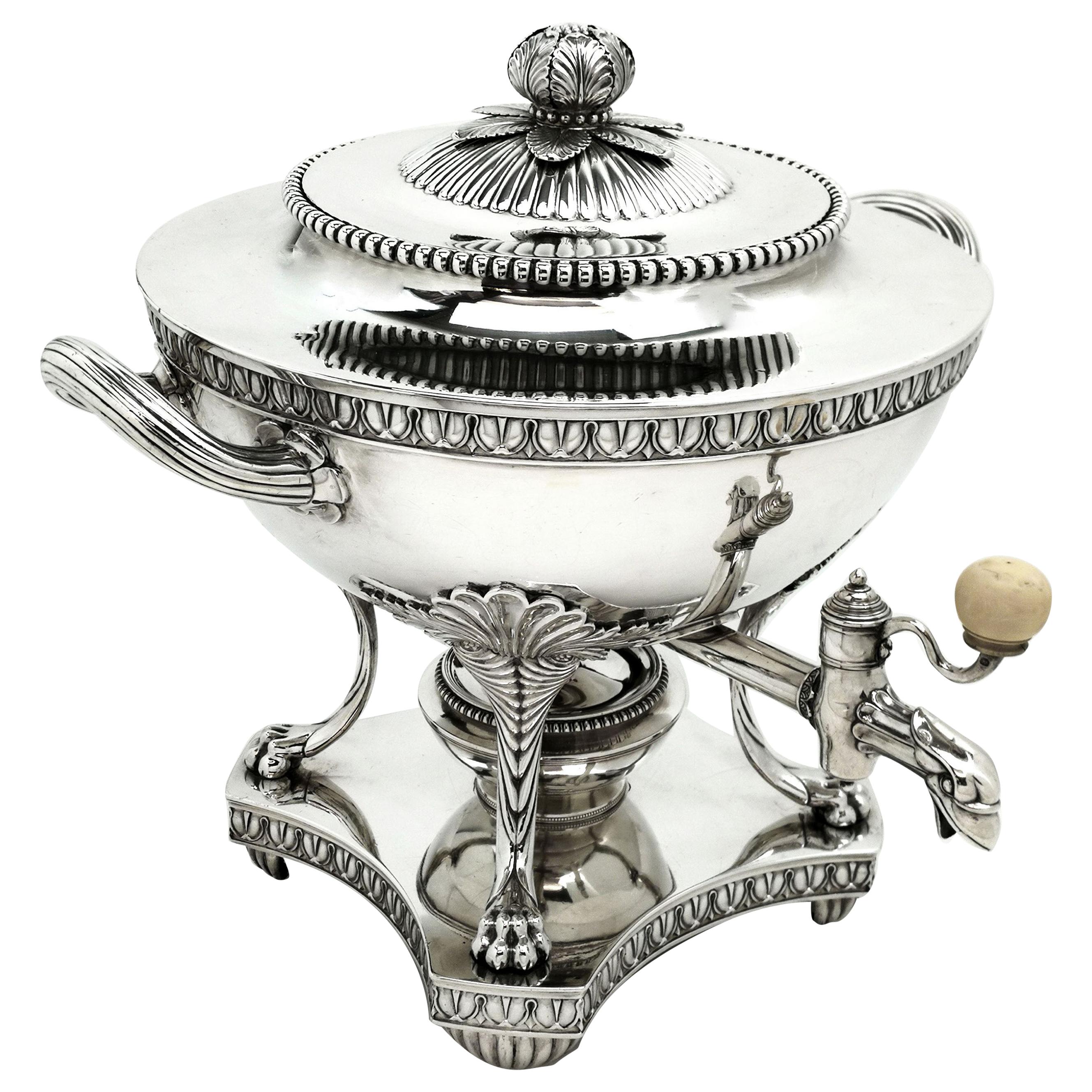 Antique George III Georgian Sterling Silver Tea Urn / Samovar, 1808