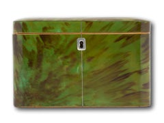 Antike grüne Schildpatt-Teedose aus der George-III-Periode