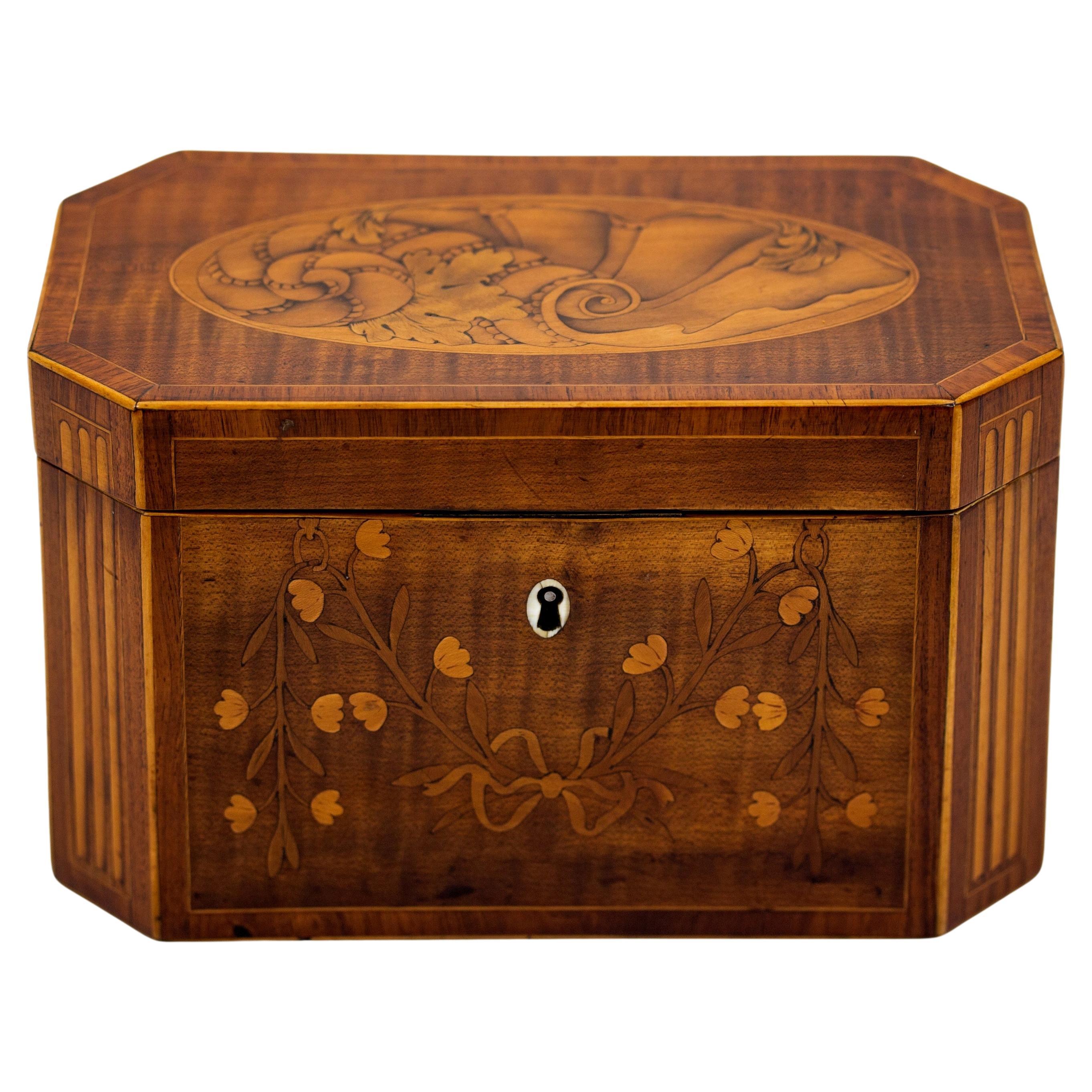 Antique George III Harewood Inlaid Tea Chest For Sale