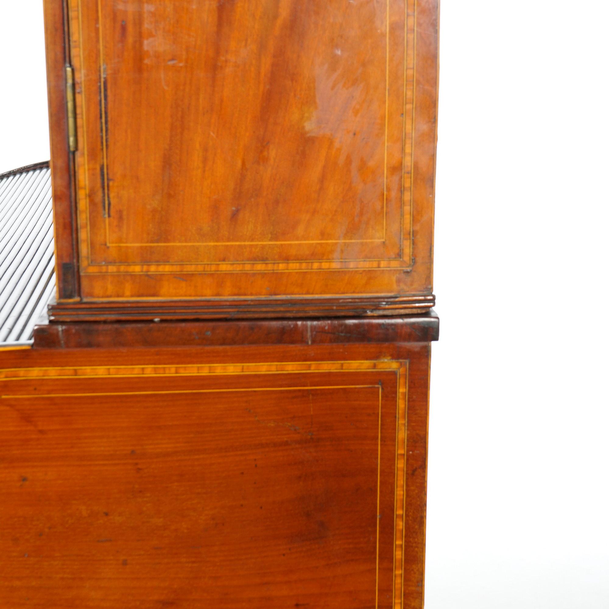 Antique George III Hepplewhite Inlaid Mahogany Roll Top Secretary Desk, C1820 For Sale 6