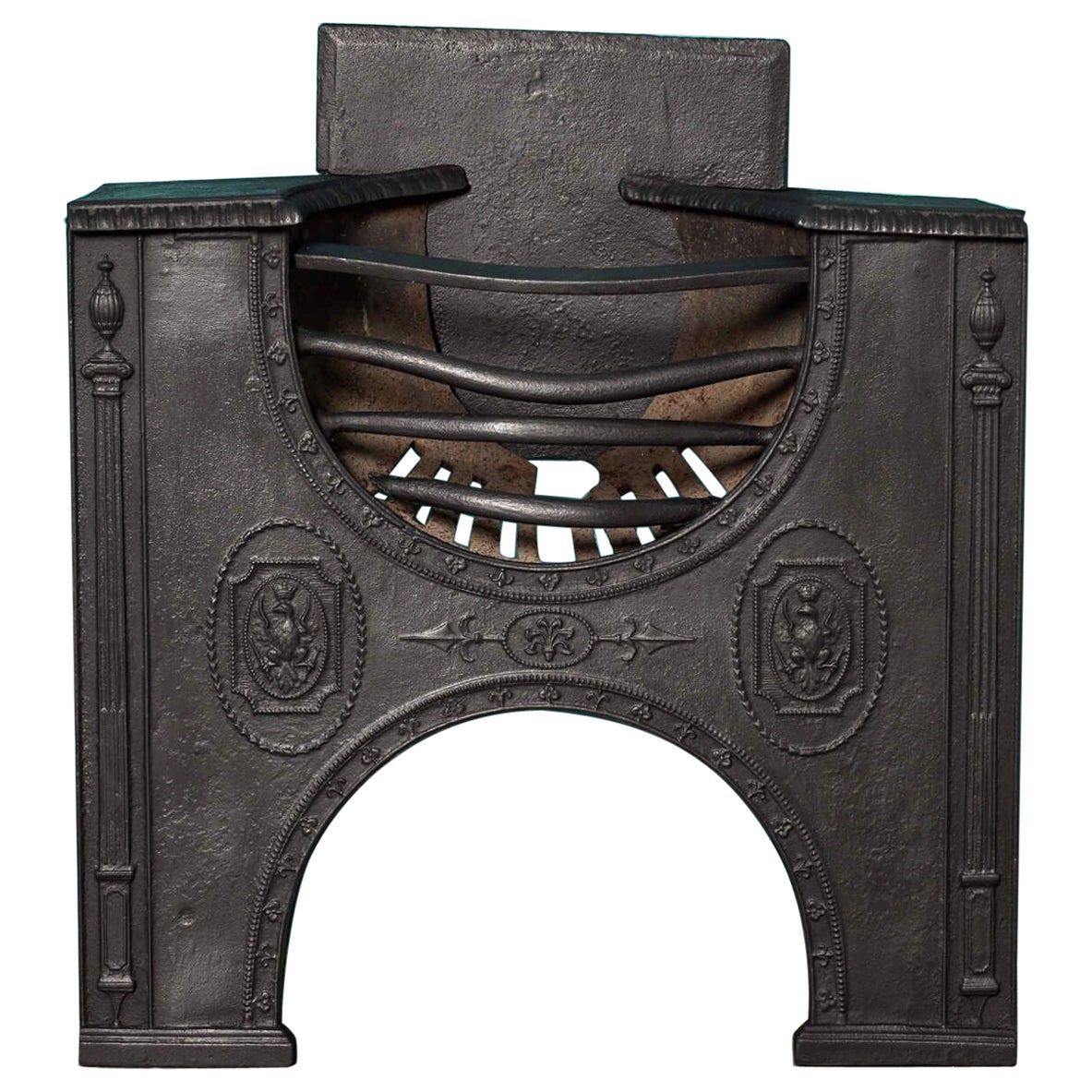 Antique George III Hourglass Hob Grate For Sale