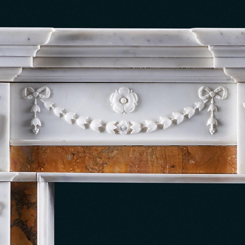 Carved Antique George III Irish Neoclassical Fireplace Mantel