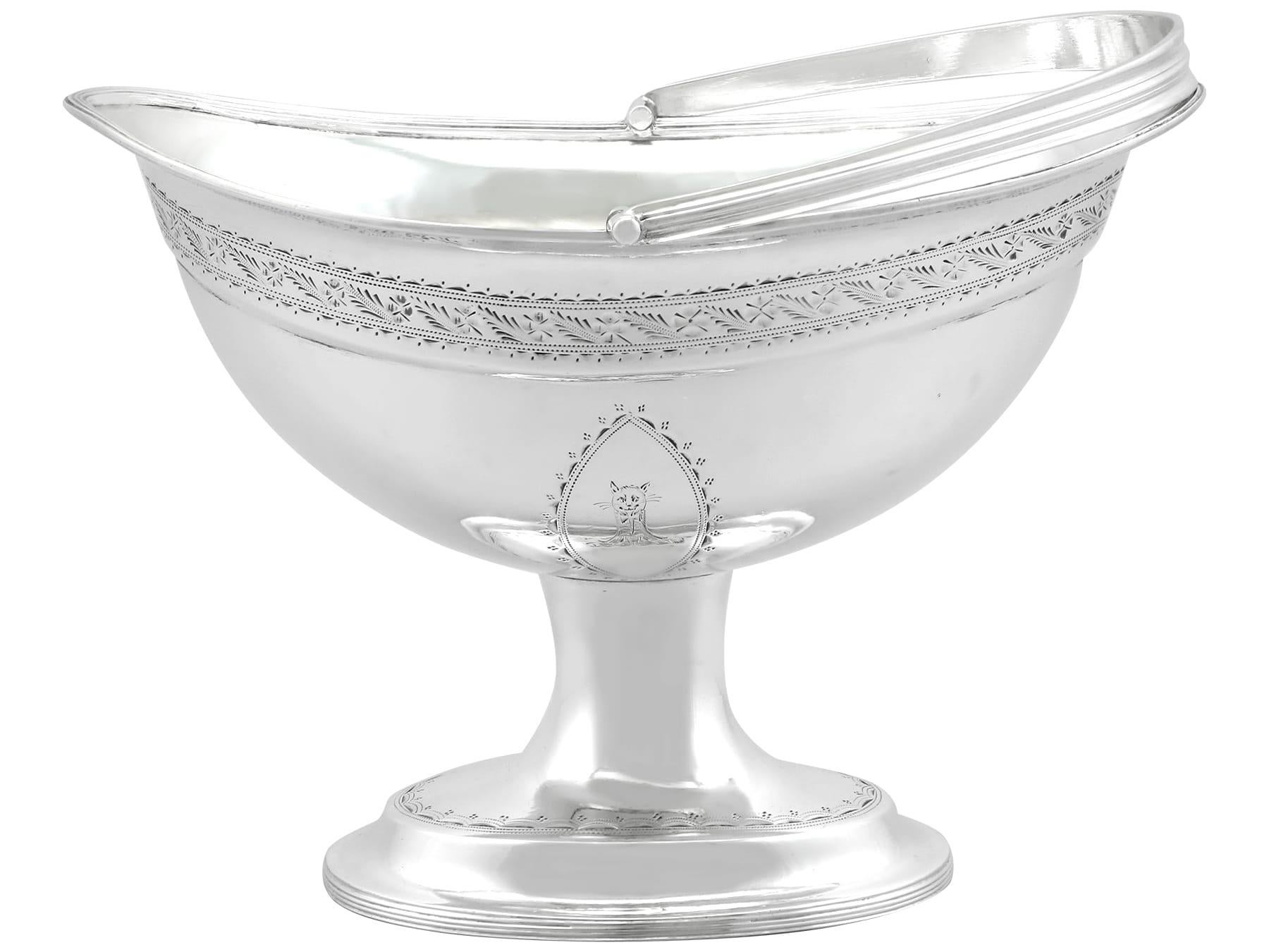 Antique George III Irish Sterling Silver Sugar Basket (1791) For Sale 1
