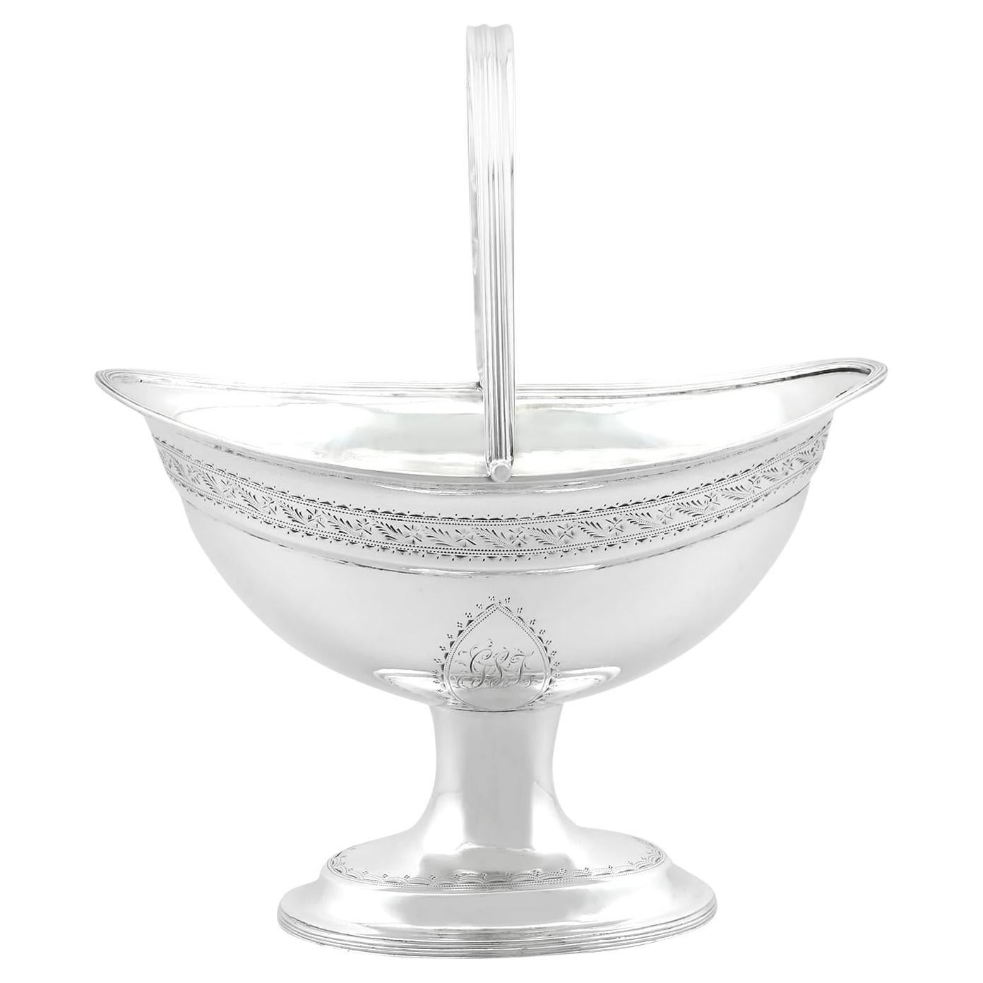 Antique George III Irish Sterling Silver Sugar Basket (1791) For Sale